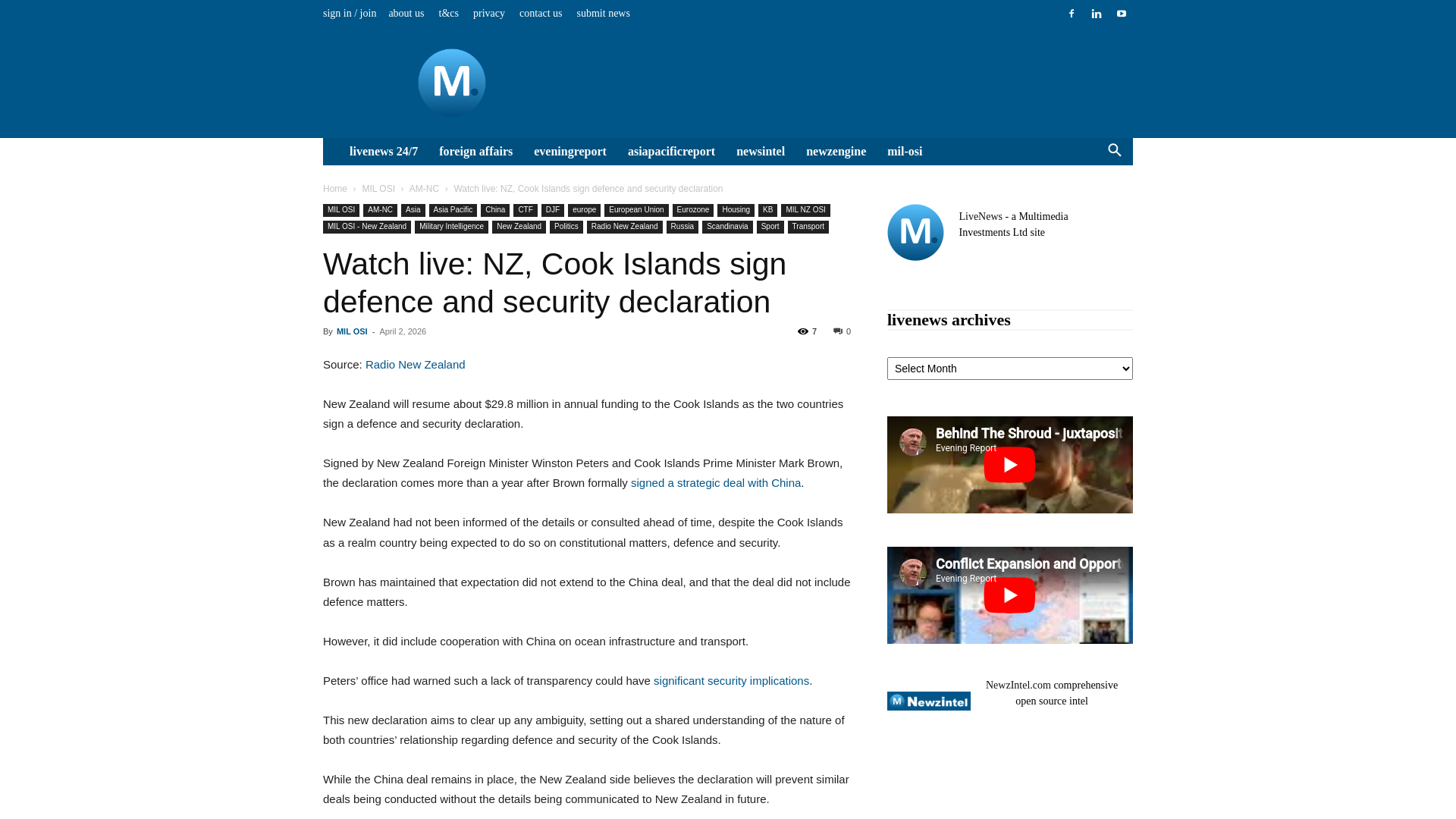 website screenshot of https://livenews.co.nz/2026/04/02/watch-live-nz-cook-islands-sign-defence-and-security-declaration/