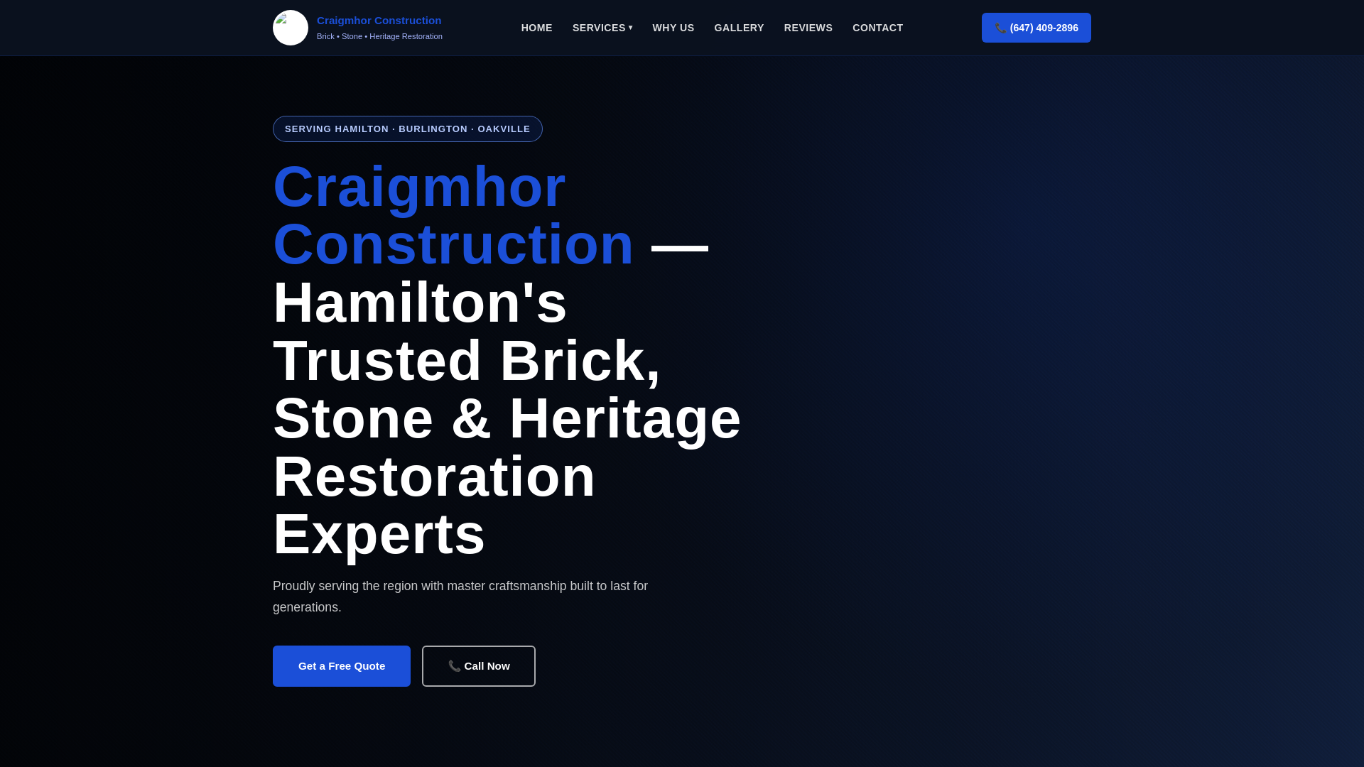website screenshot of https://craigmhorconstruction.com/