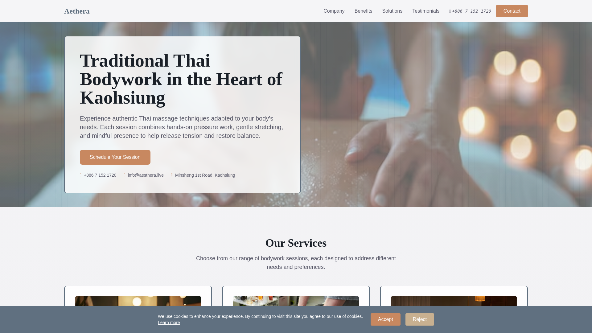 website screenshot of https://aesthera.live