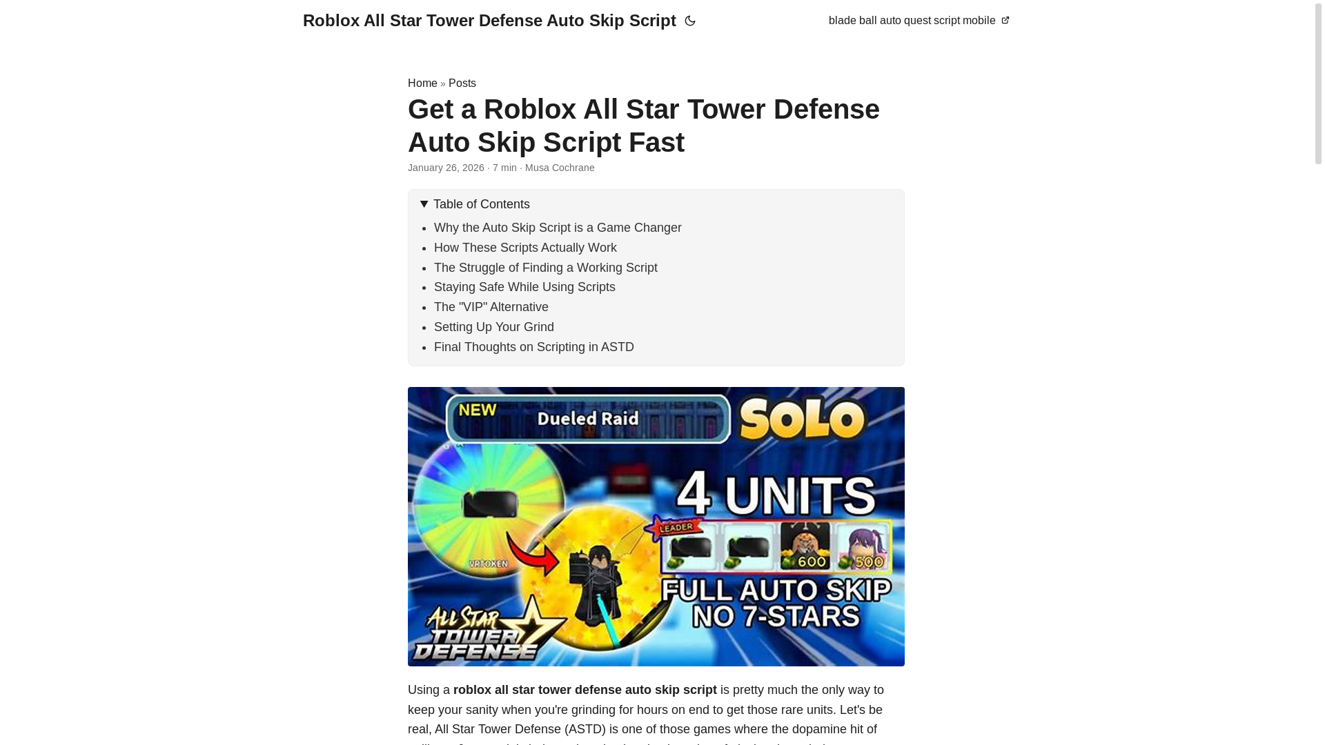 website screenshot of https://roblox-all-star-tower-defense-auto-skip-script.pages.dev/