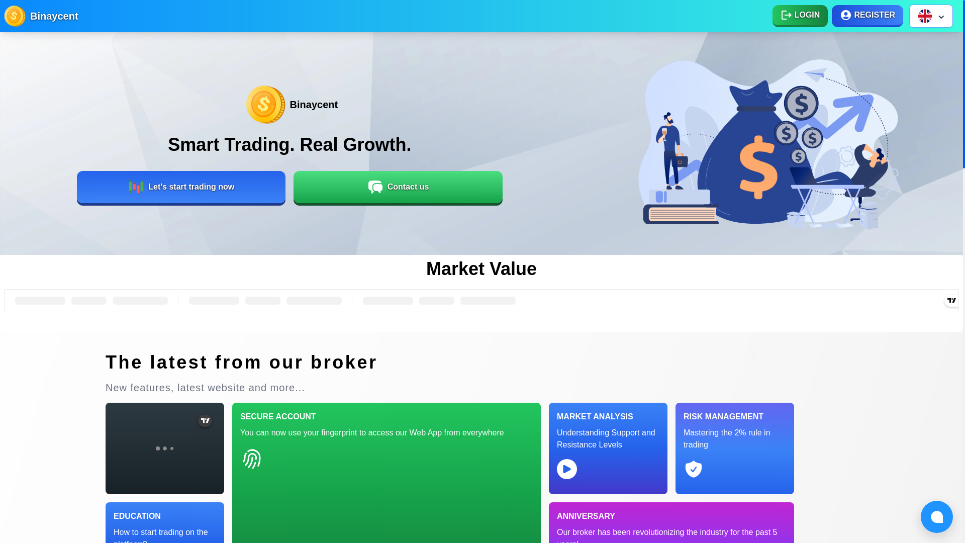website screenshot of https://binaycent-exchange.com/