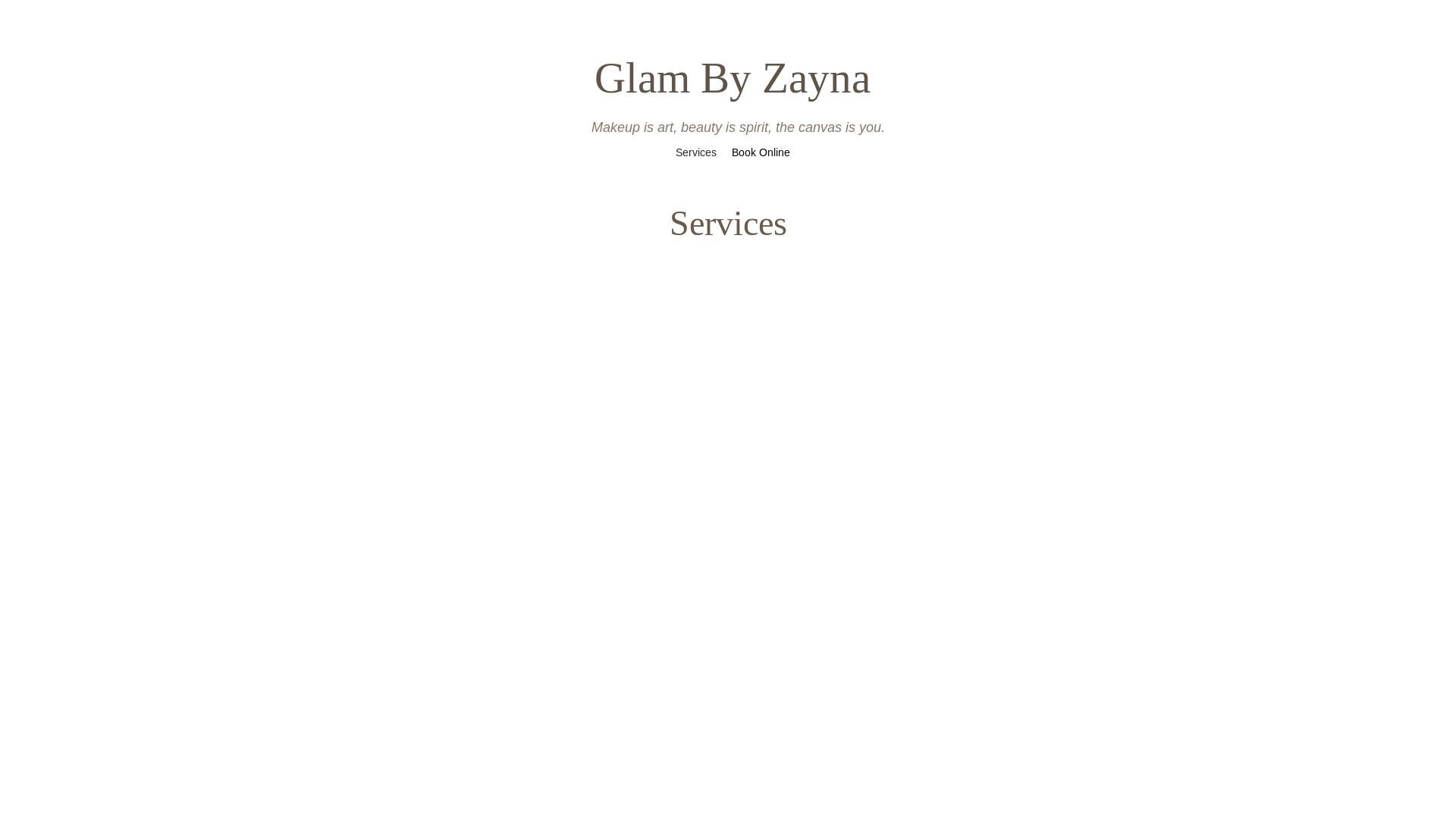 website screenshot of https://glambyzayna.com/