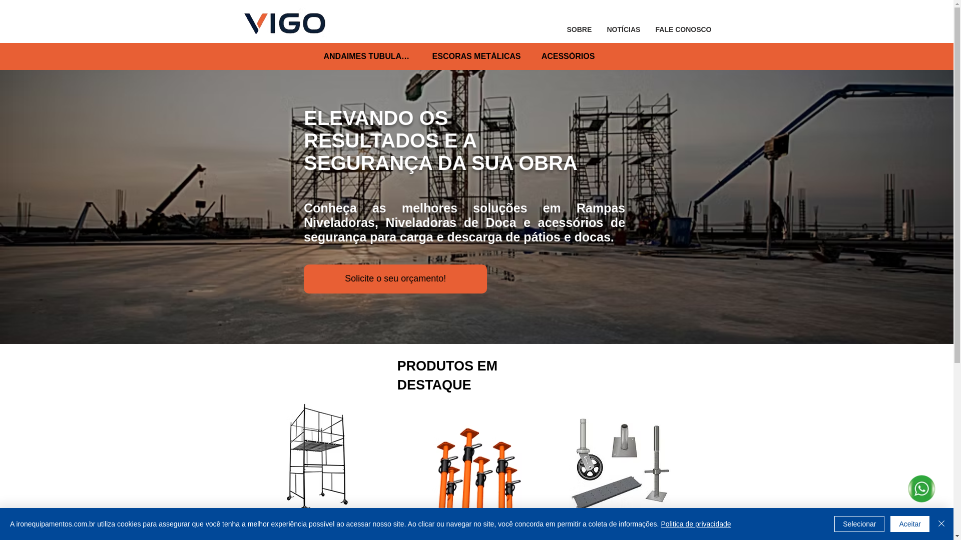 website screenshot of https://vigoequipamentos.com.br/