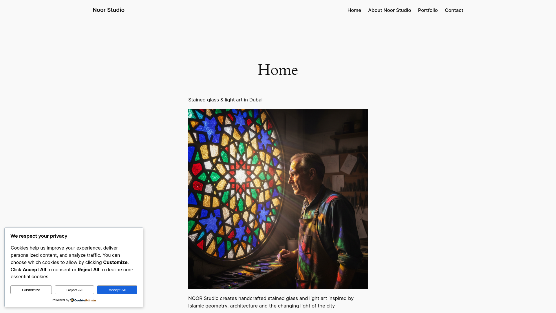 website screenshot of https://noorstudio.ae