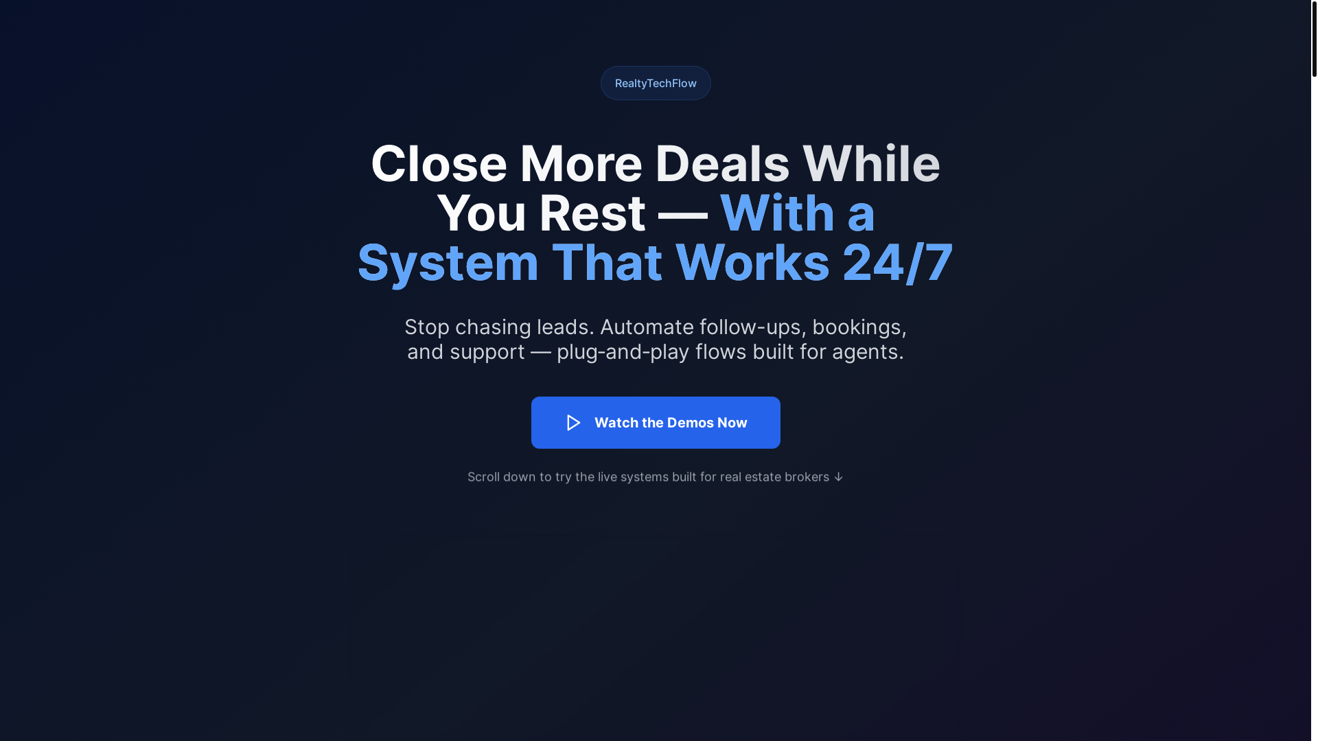 website screenshot of https://realtytechflowdemo.com/