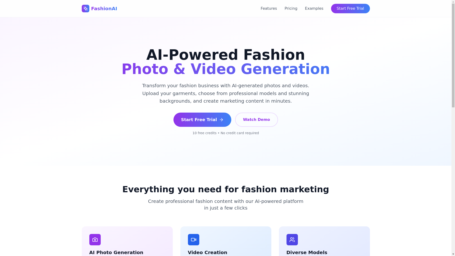 website screenshot of https://aifashionmodels.app/