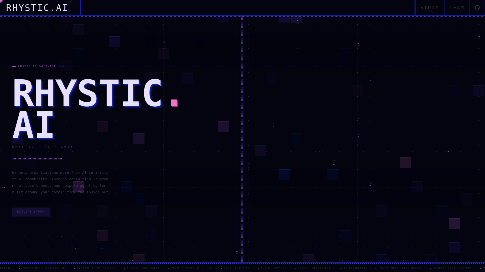 website screenshot of https://rhystic.ai