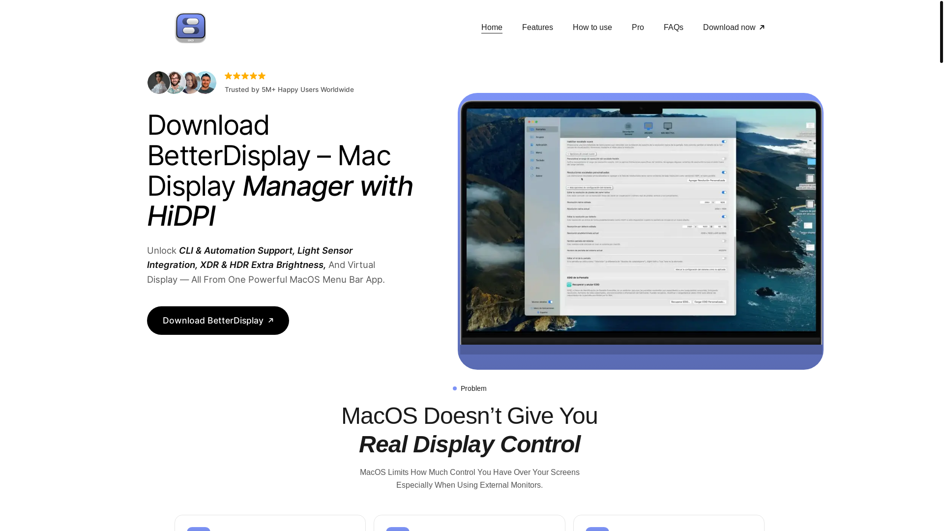 website screenshot of https://betterdisplaymac.com/