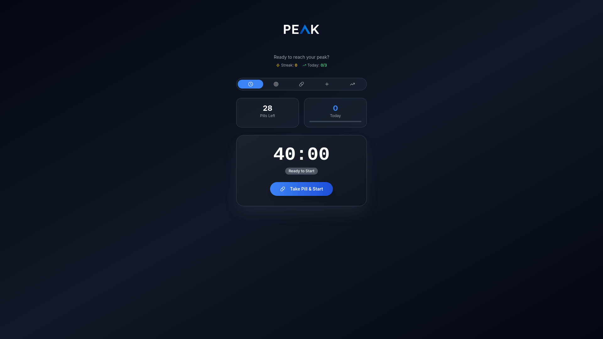 website screenshot of https://peakadhd.app/