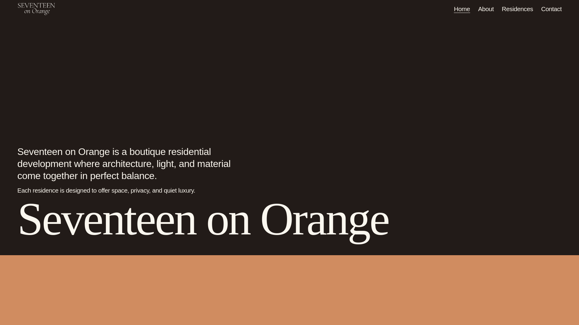 website screenshot of https://seventeenonorange.com