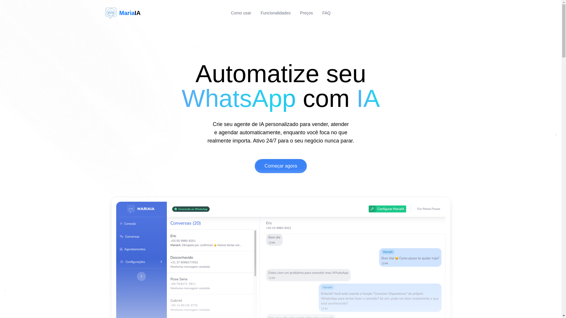 website screenshot of https://usemariaia.com/