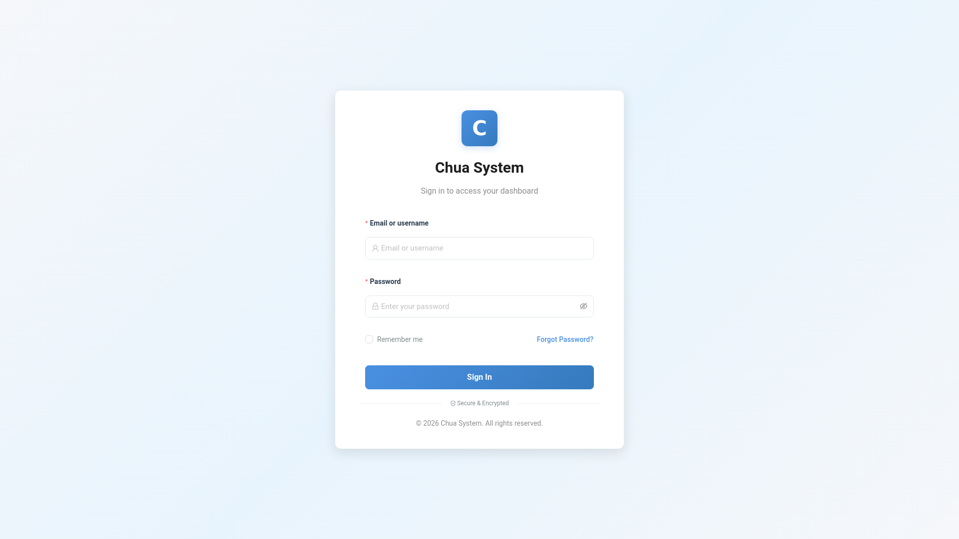 website screenshot of https://chuasystem.com
