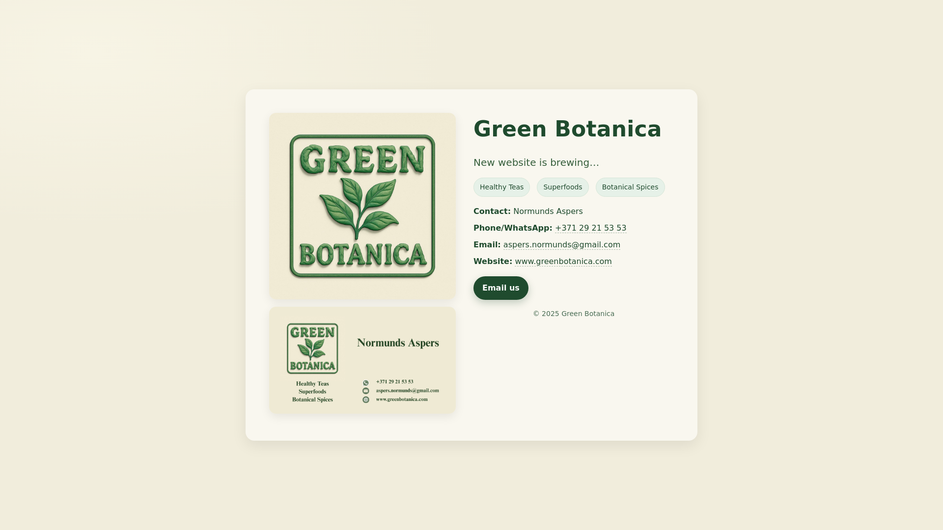 website screenshot of https://greenbotanicaonepager.pages.dev/