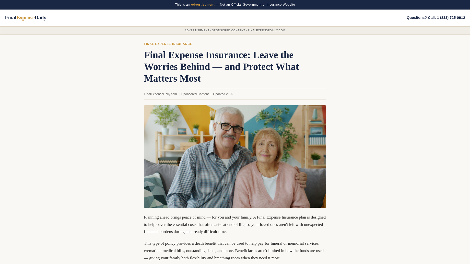 website screenshot of https://finalexpensedaily.com/