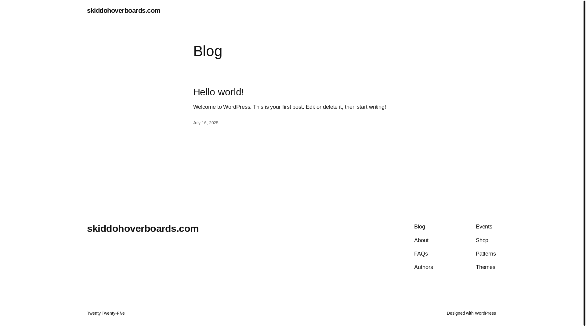 website screenshot of https://skiddohoverboards.com/