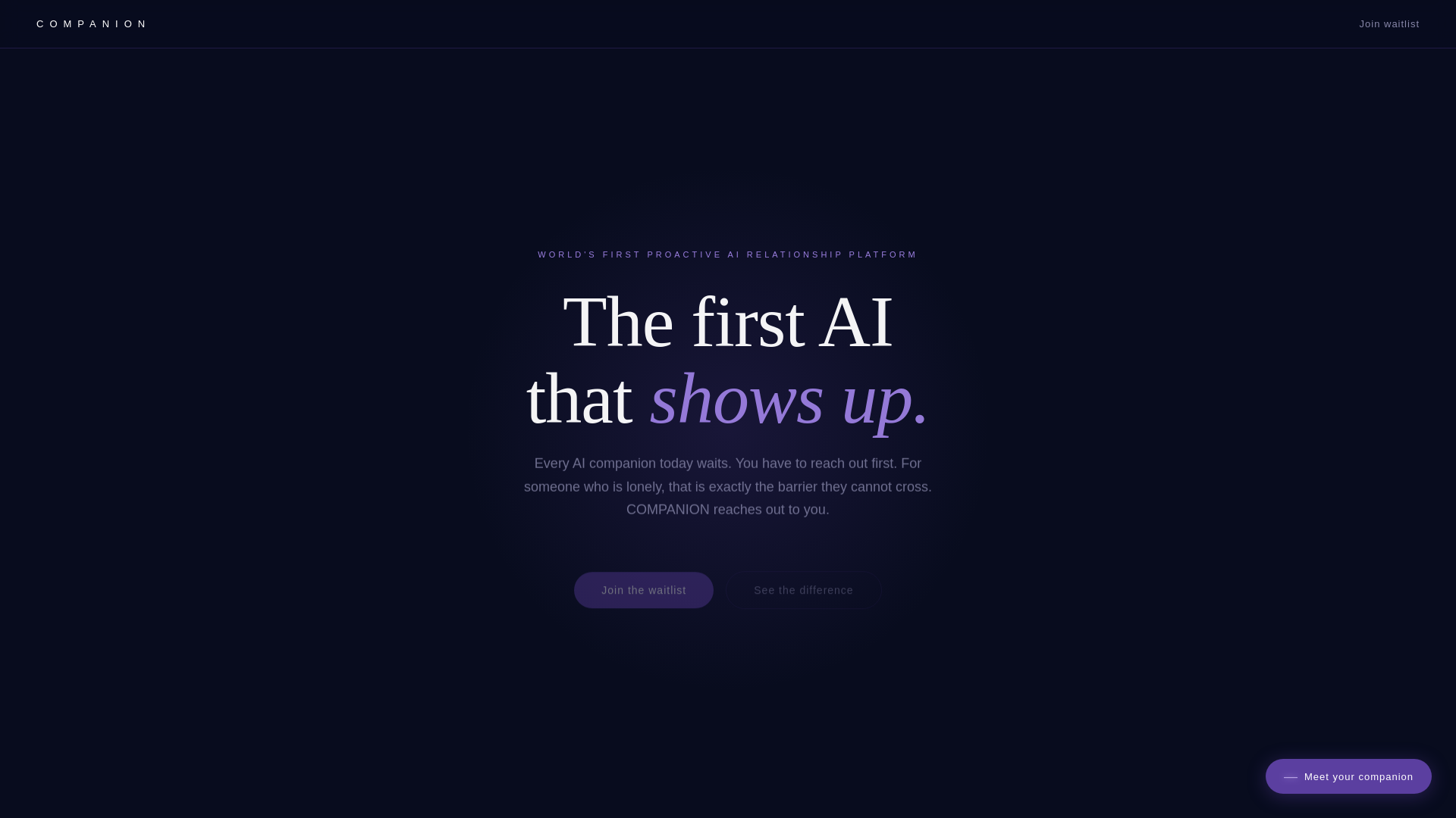 website screenshot of https://therealcompanion.app/