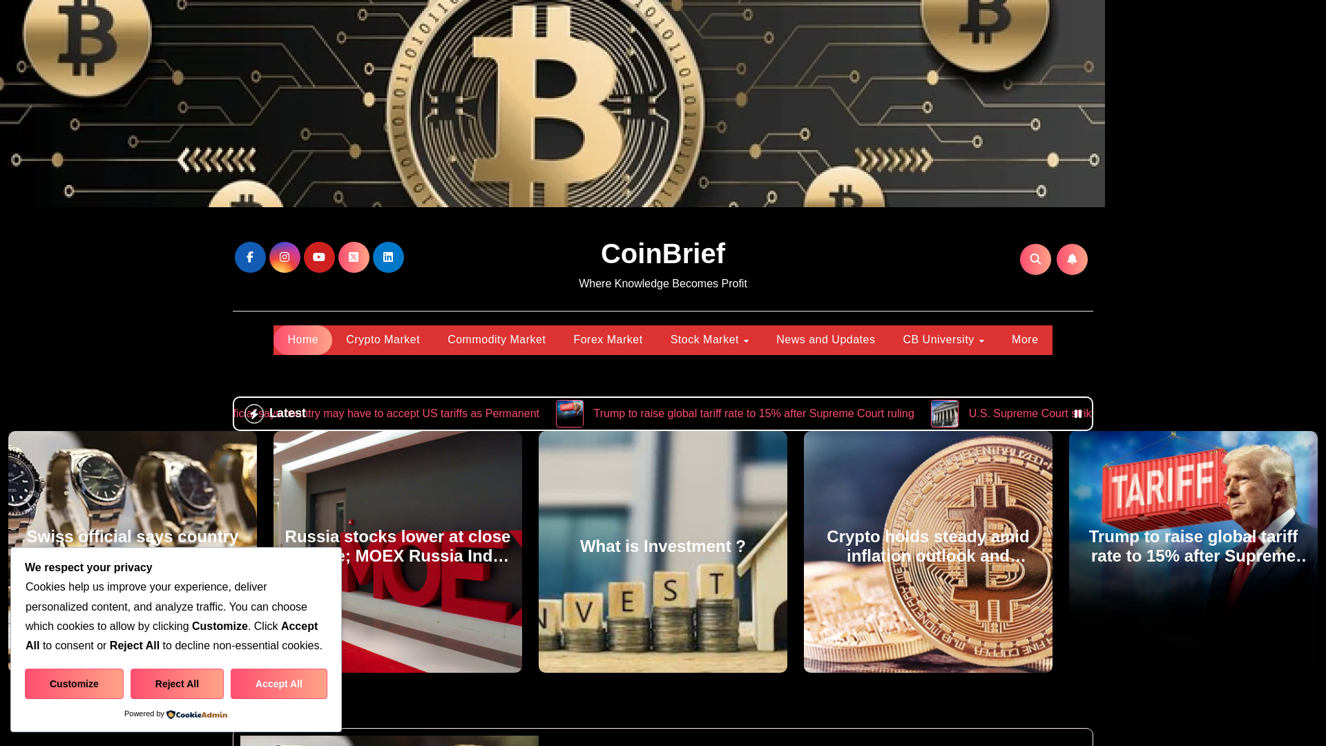 website screenshot of https://coinbrief.pk/