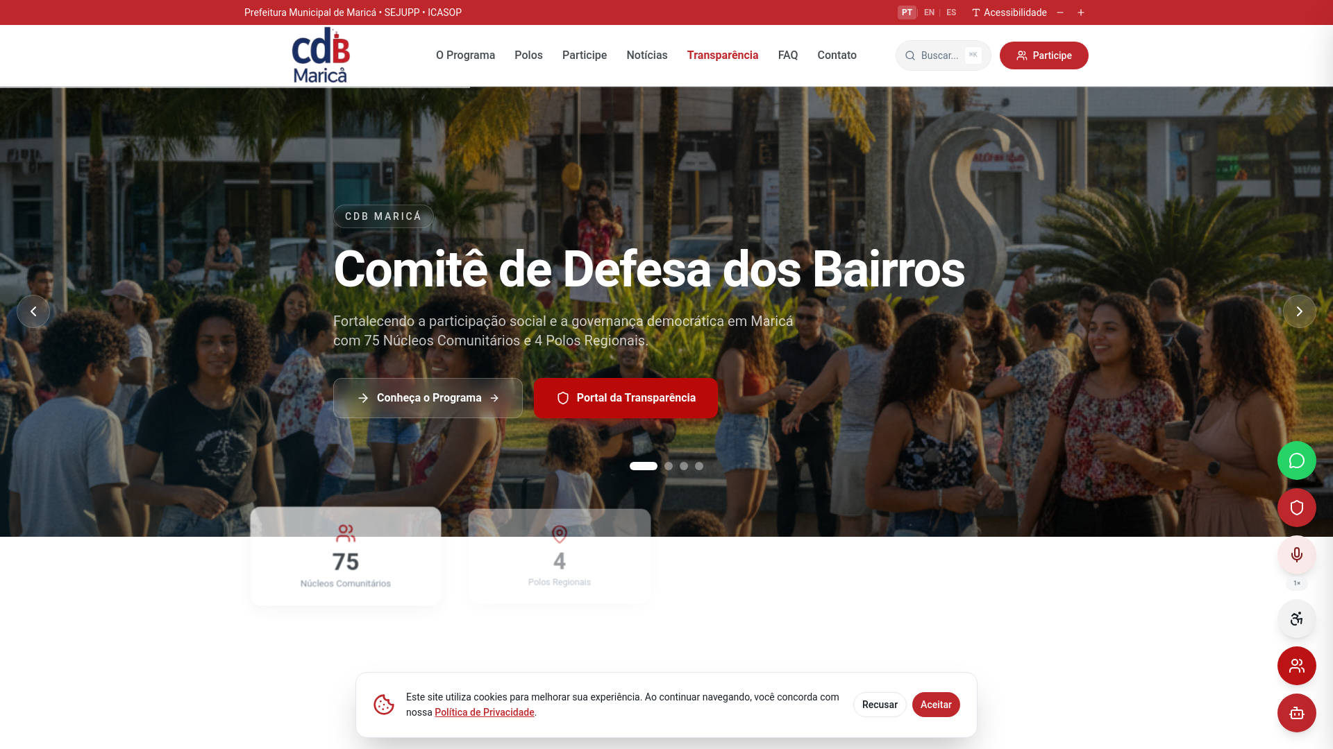 website screenshot of https://cdbmarica.com.br/