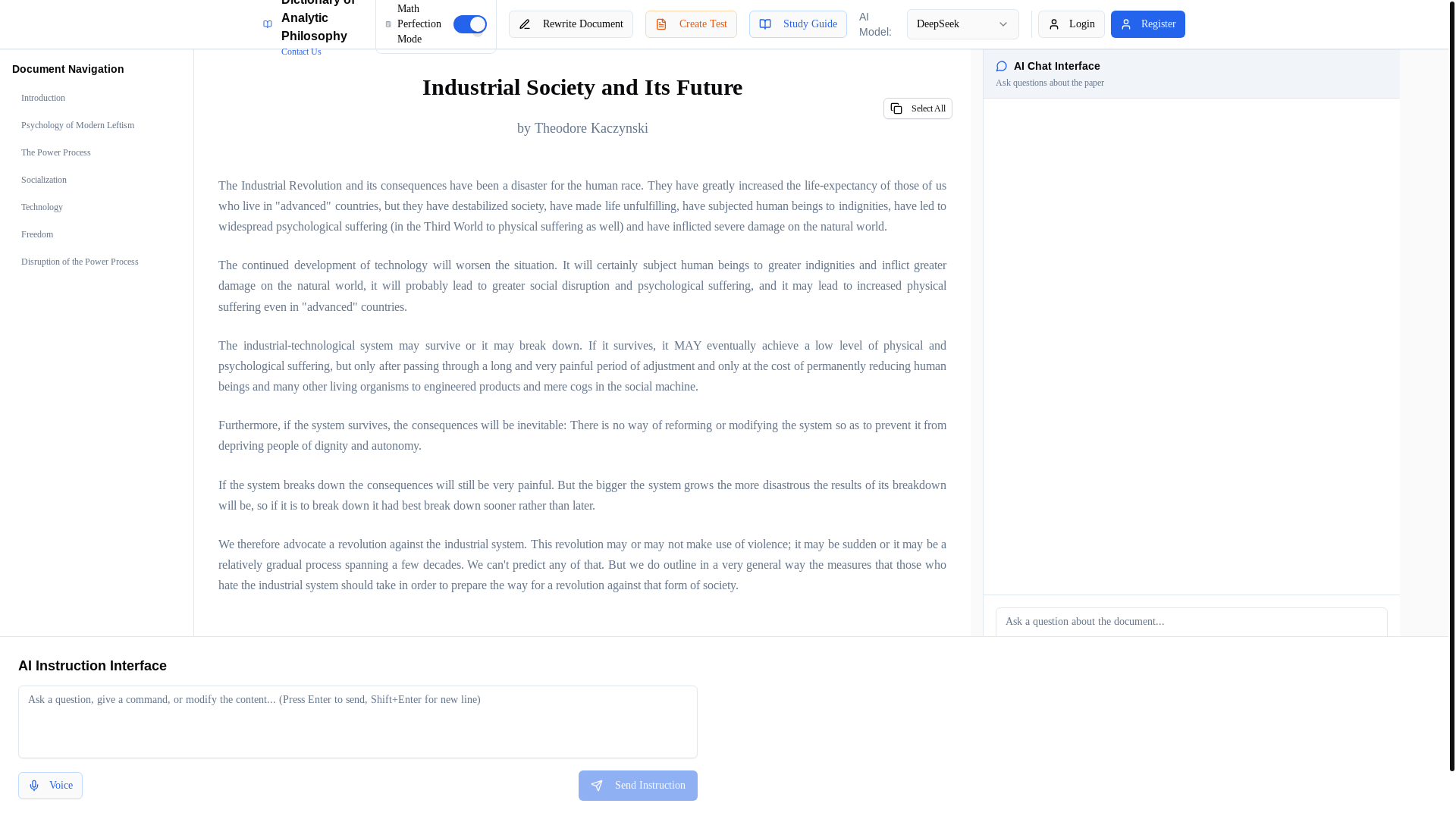 website screenshot of https://unabombermanifesto.xyz/