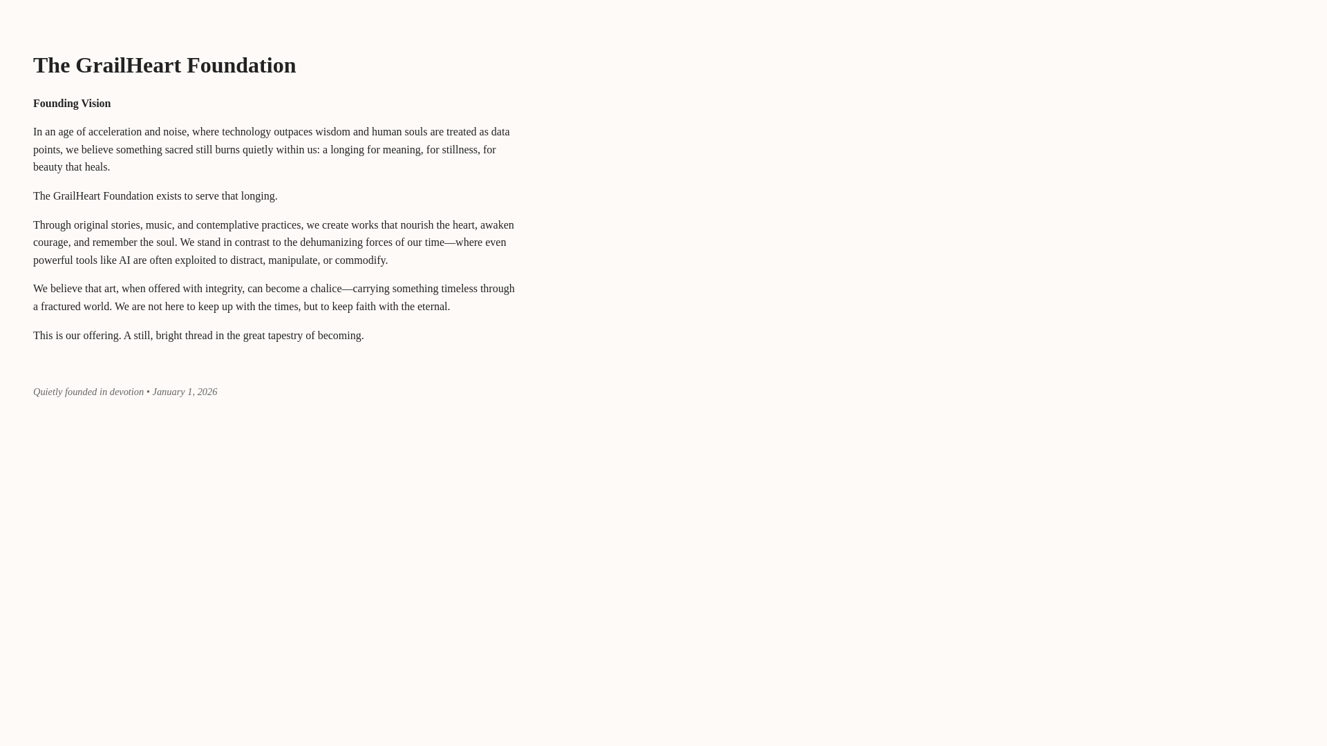 website screenshot of https://grailheartfoundation.org/