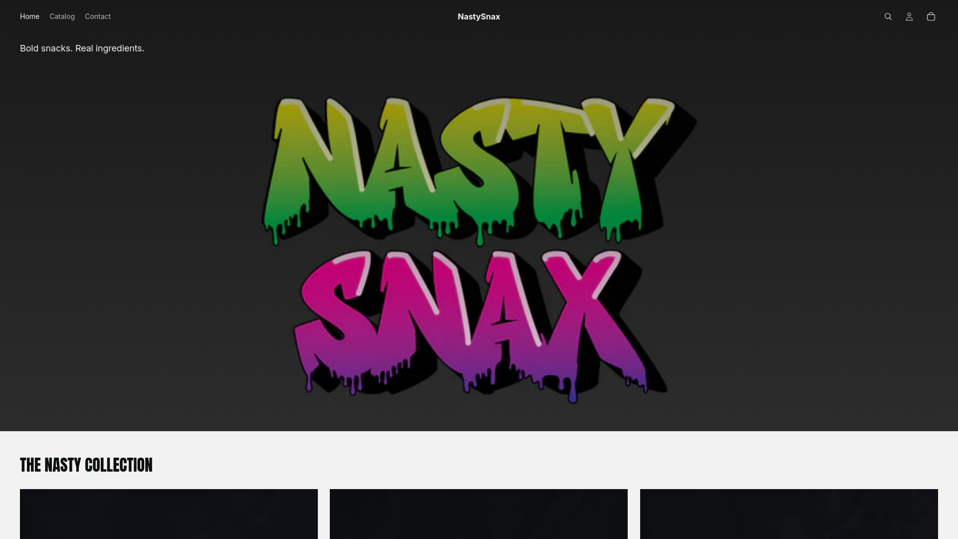 website screenshot of https://nastysnax.com/