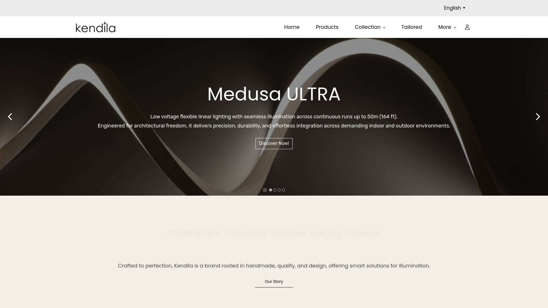 website screenshot of https://kendila.com/