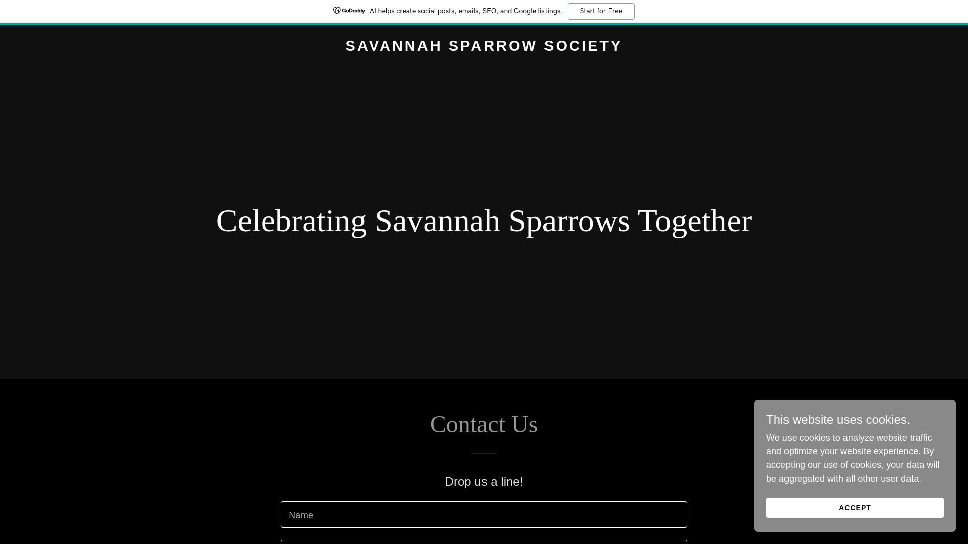 website screenshot of https://savannahsparrowsociety.com/