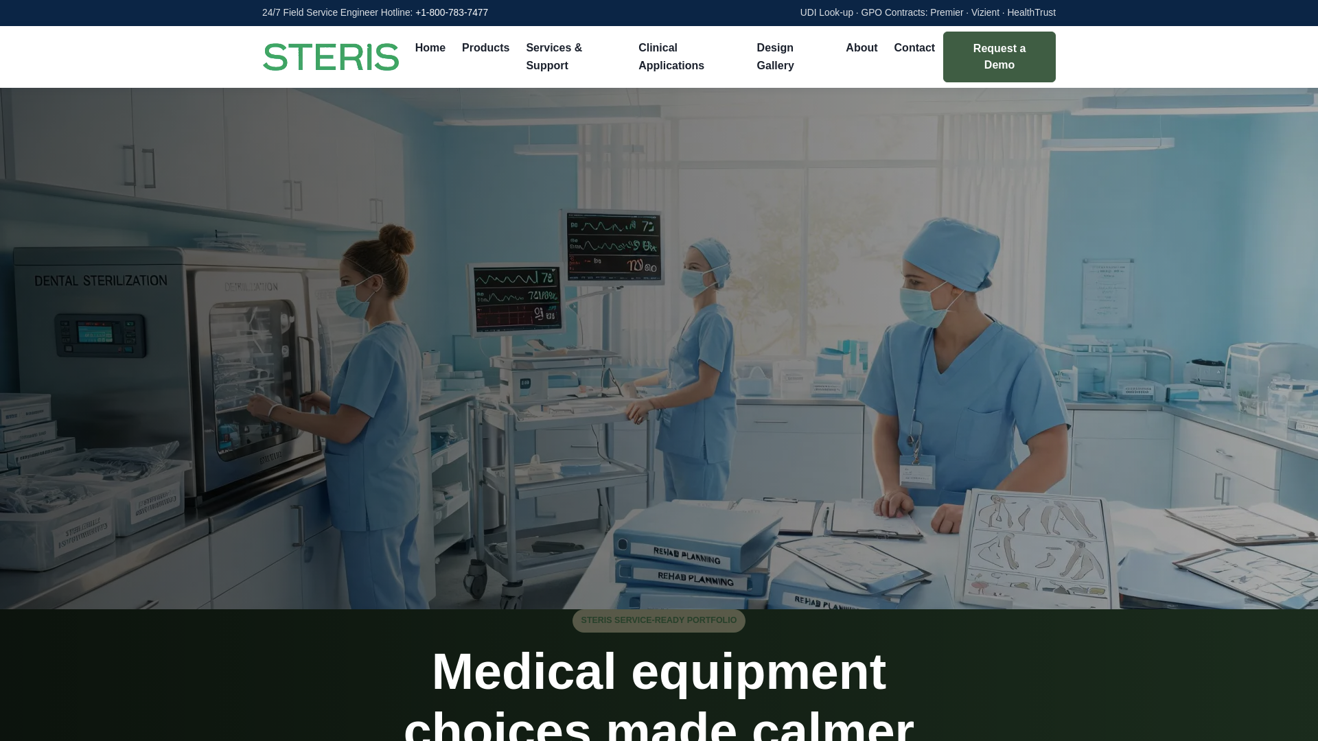 website screenshot of https://sterisusa.com/