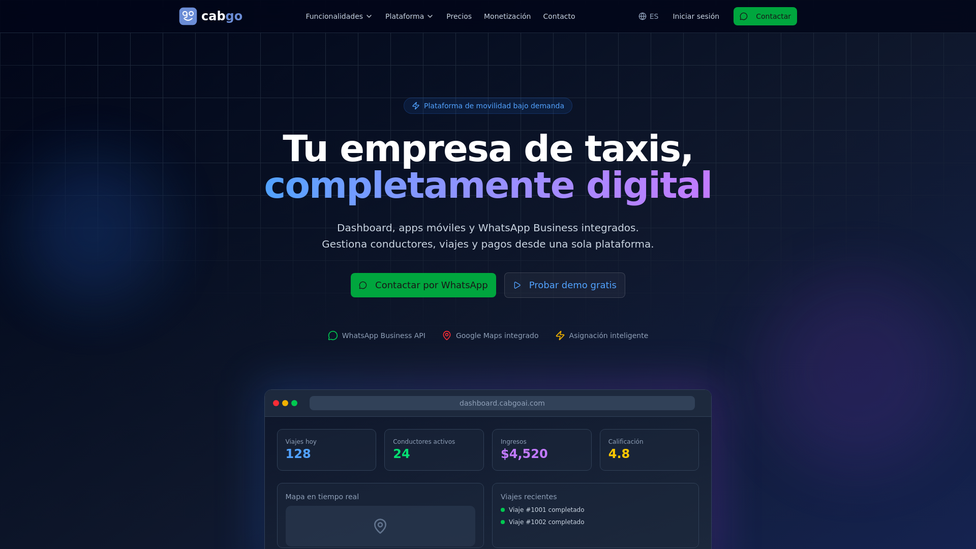 website screenshot of https://cabgo.app/