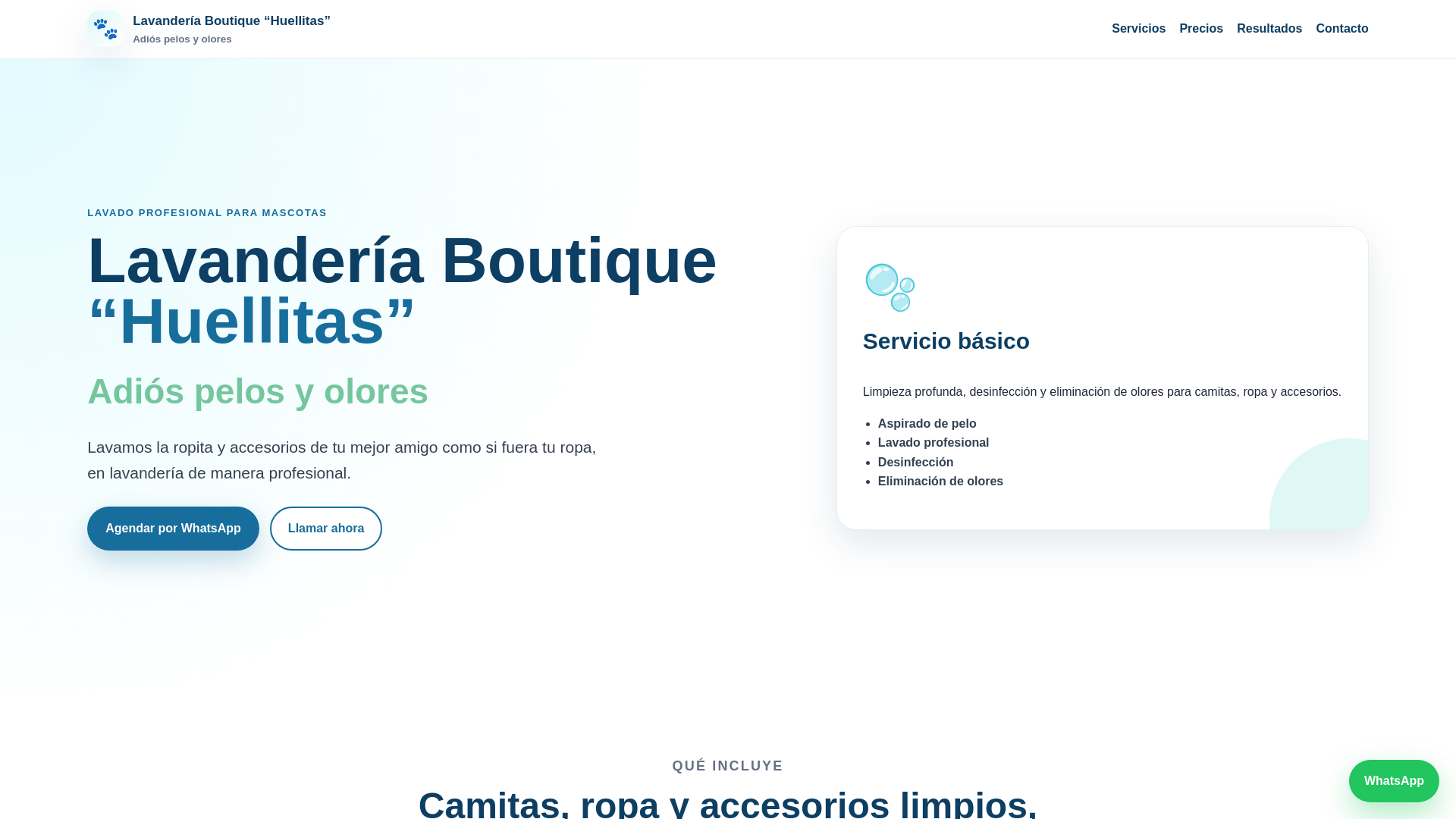website screenshot of https://lavanderiaboutiquehuellitas.pages.dev/