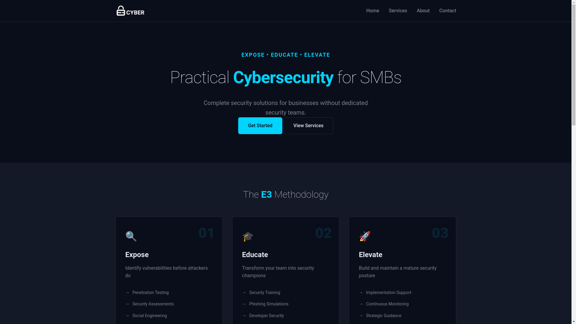 website screenshot of https://e3cyber-site.pages.dev/