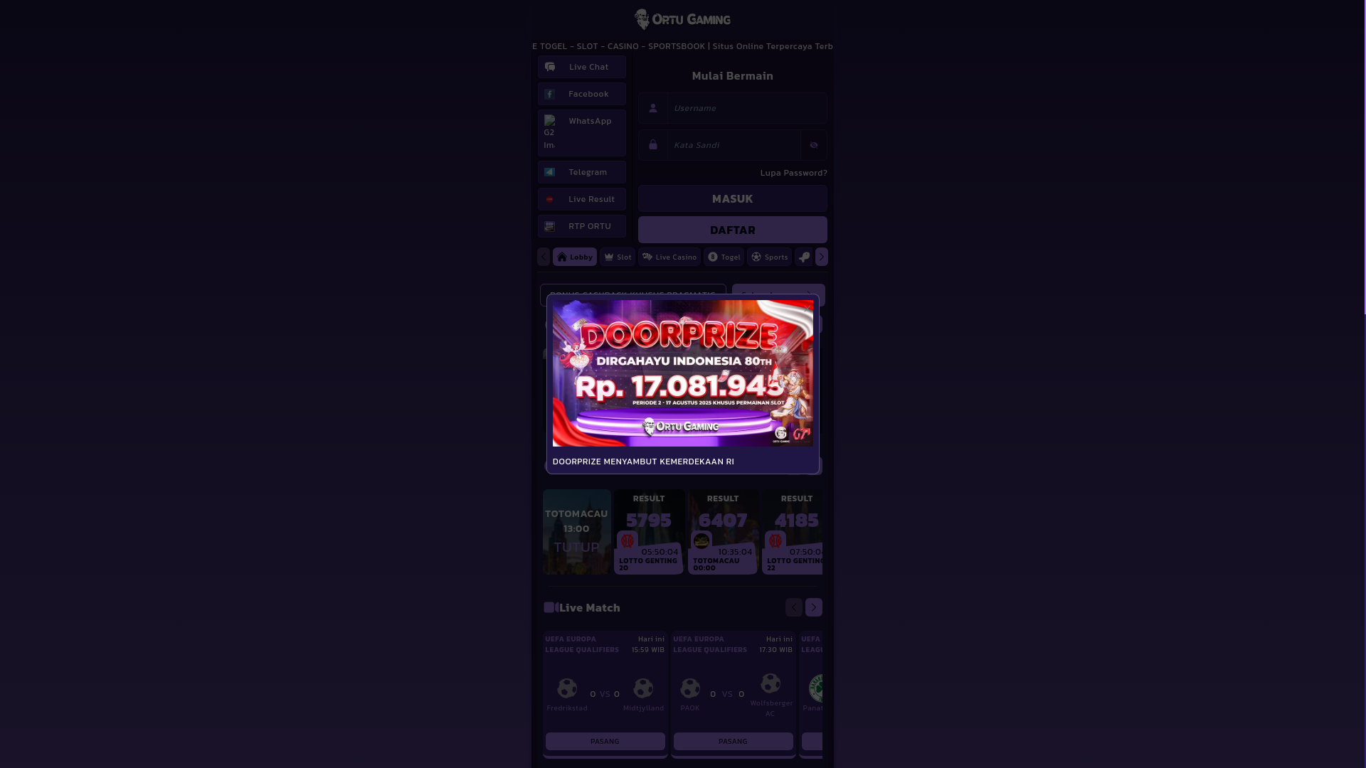 website screenshot of https://gamingortu21.com/