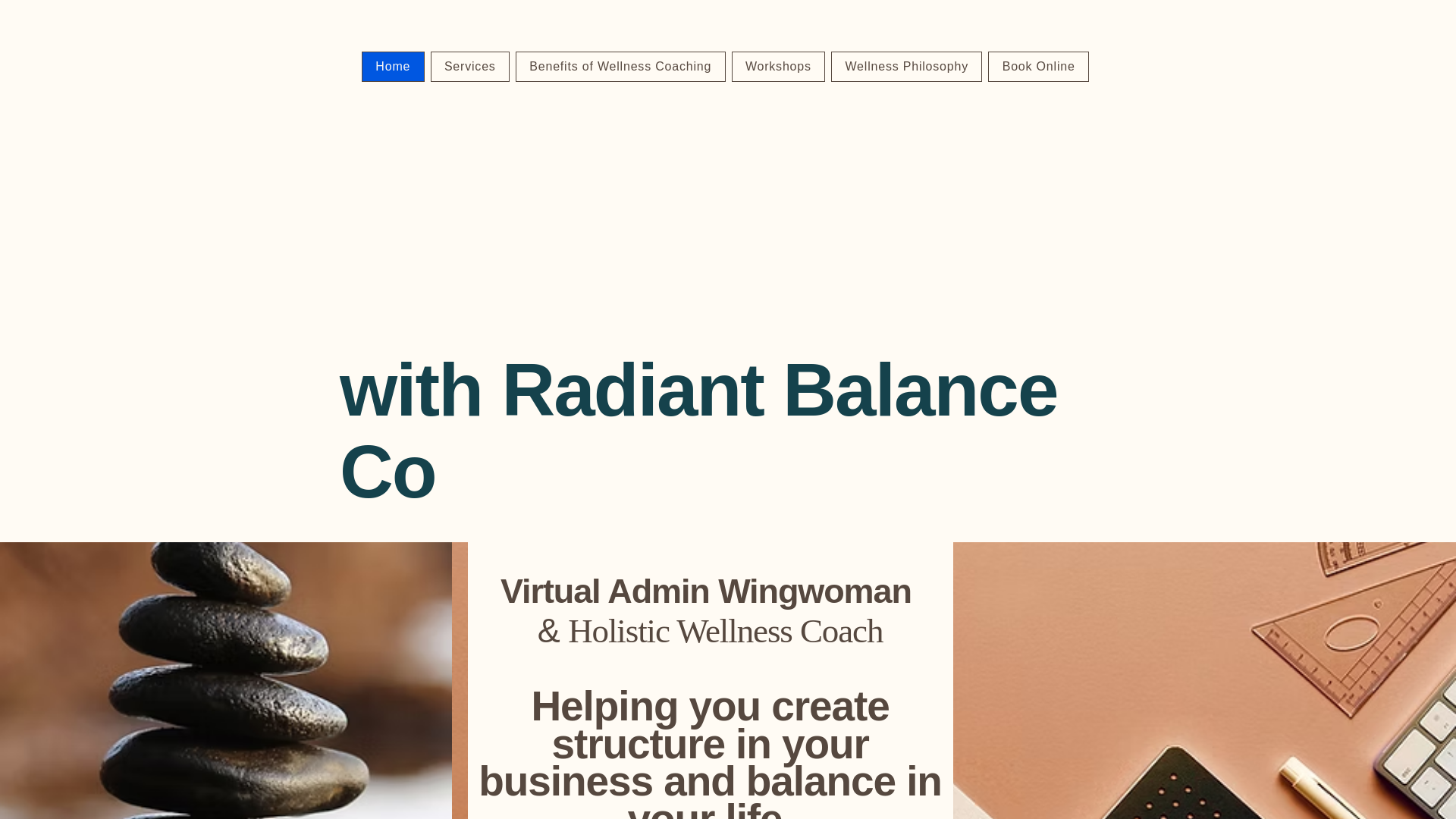 website screenshot of https://radiantbalanceco.com/