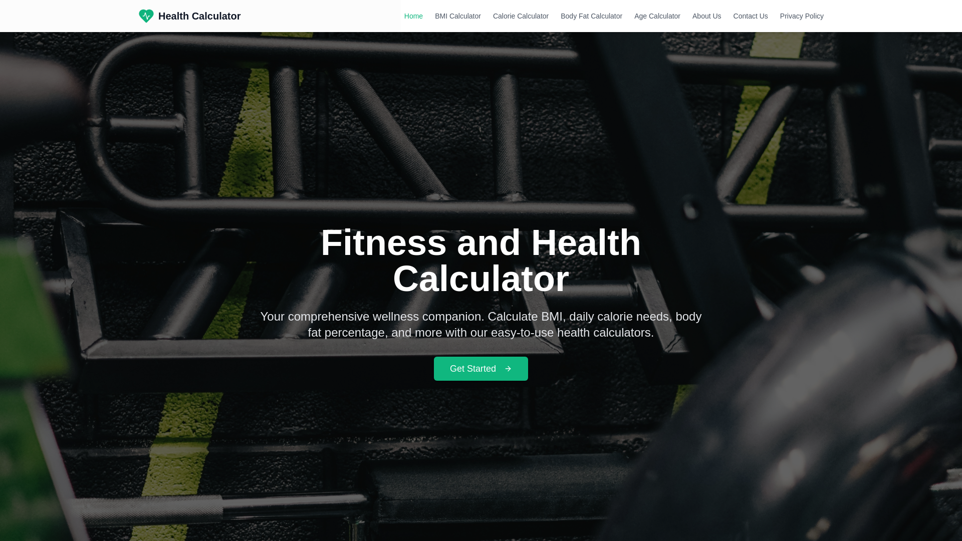 website screenshot of https://fitnesshealthcalculator.online/