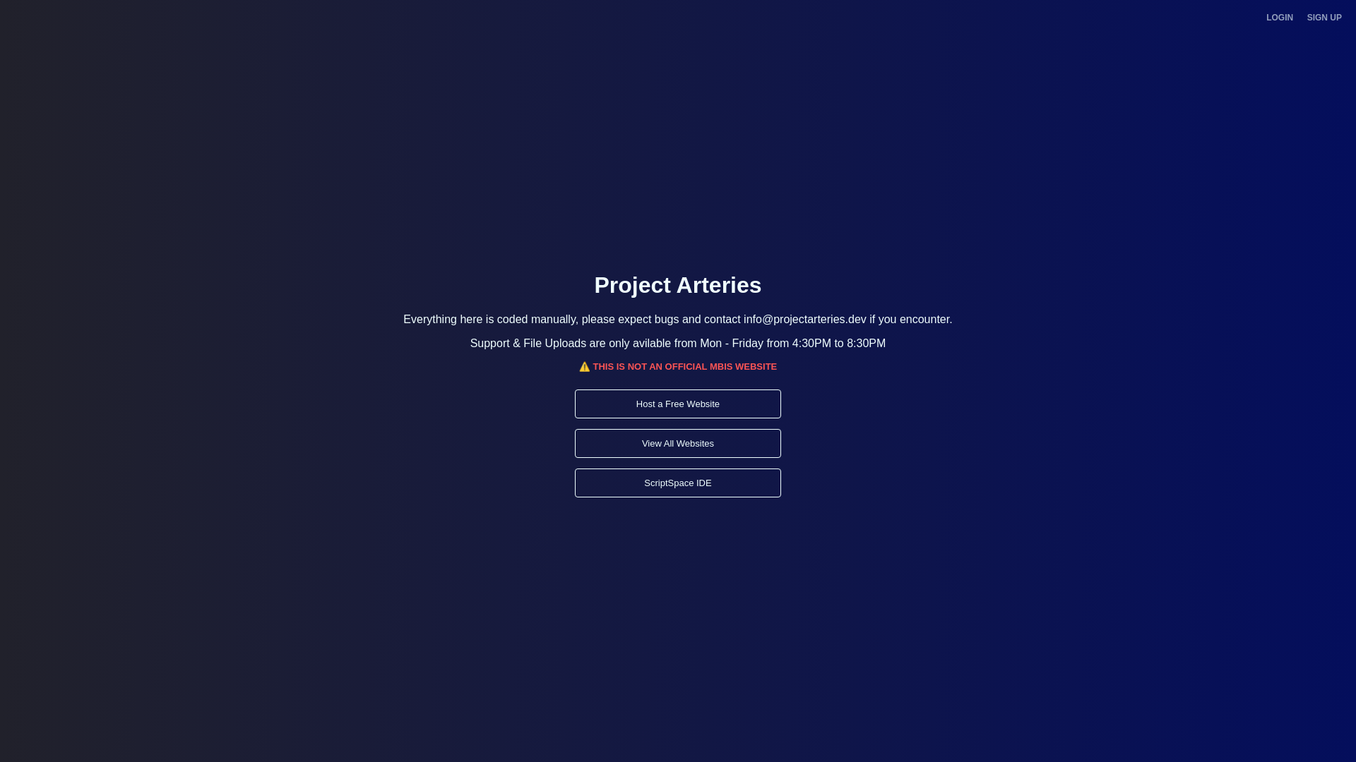 website screenshot of https://projectarteries.dev/