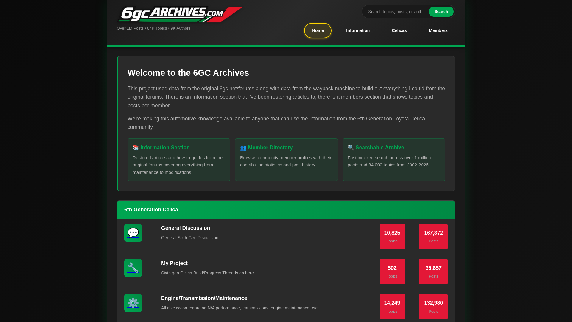 website screenshot of https://6gcarchives.com/