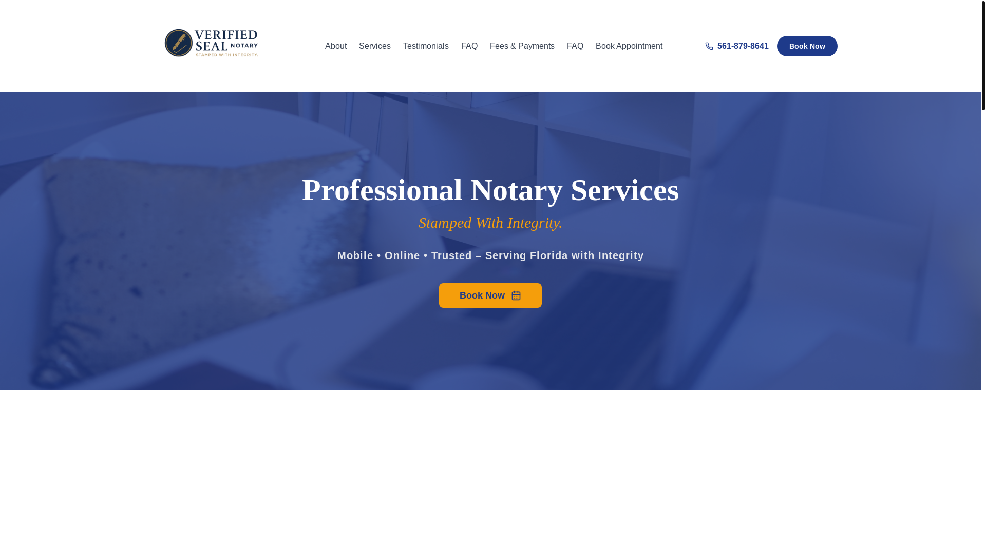 website screenshot of https://verifiedsealnotary.com/