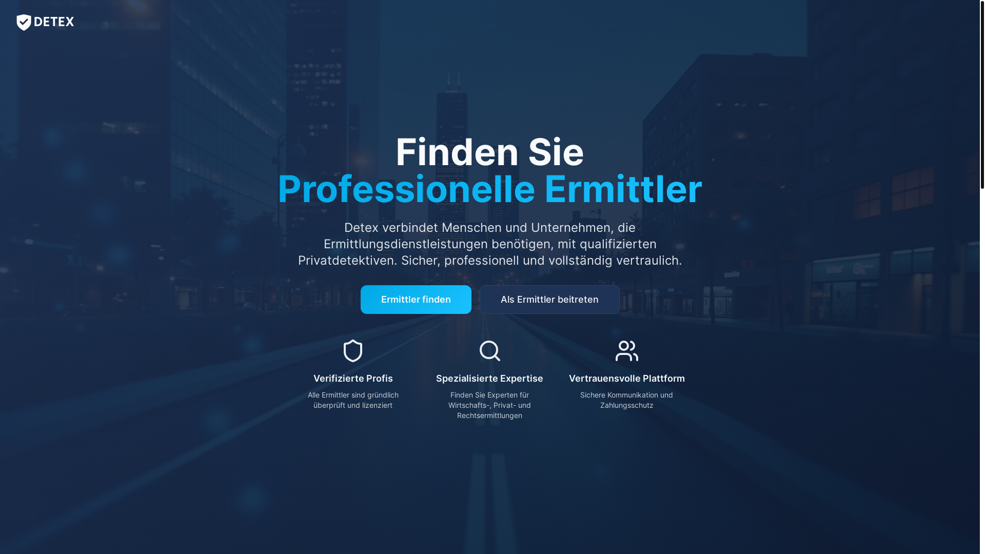 website screenshot of https://detex-landing.pages.dev/