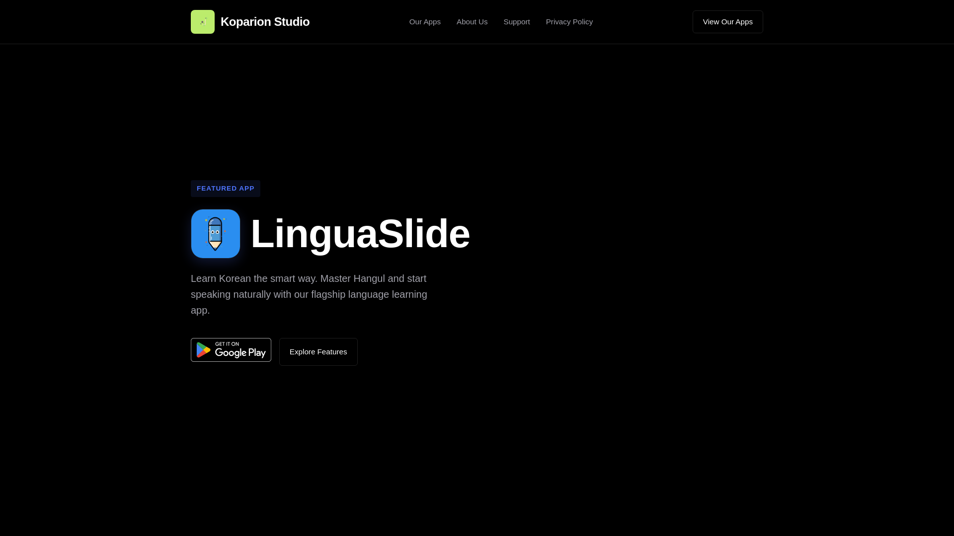 website screenshot of https://koparionstudio.com/