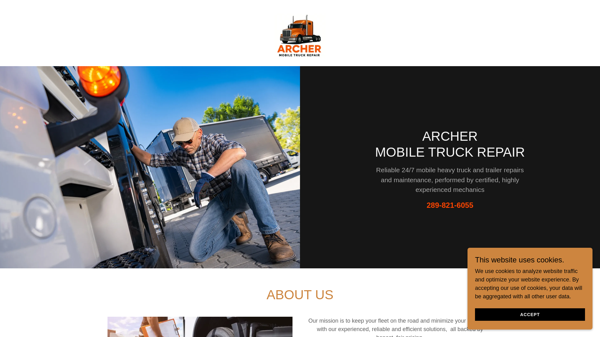 website screenshot of https://archerfleetservice.ca/