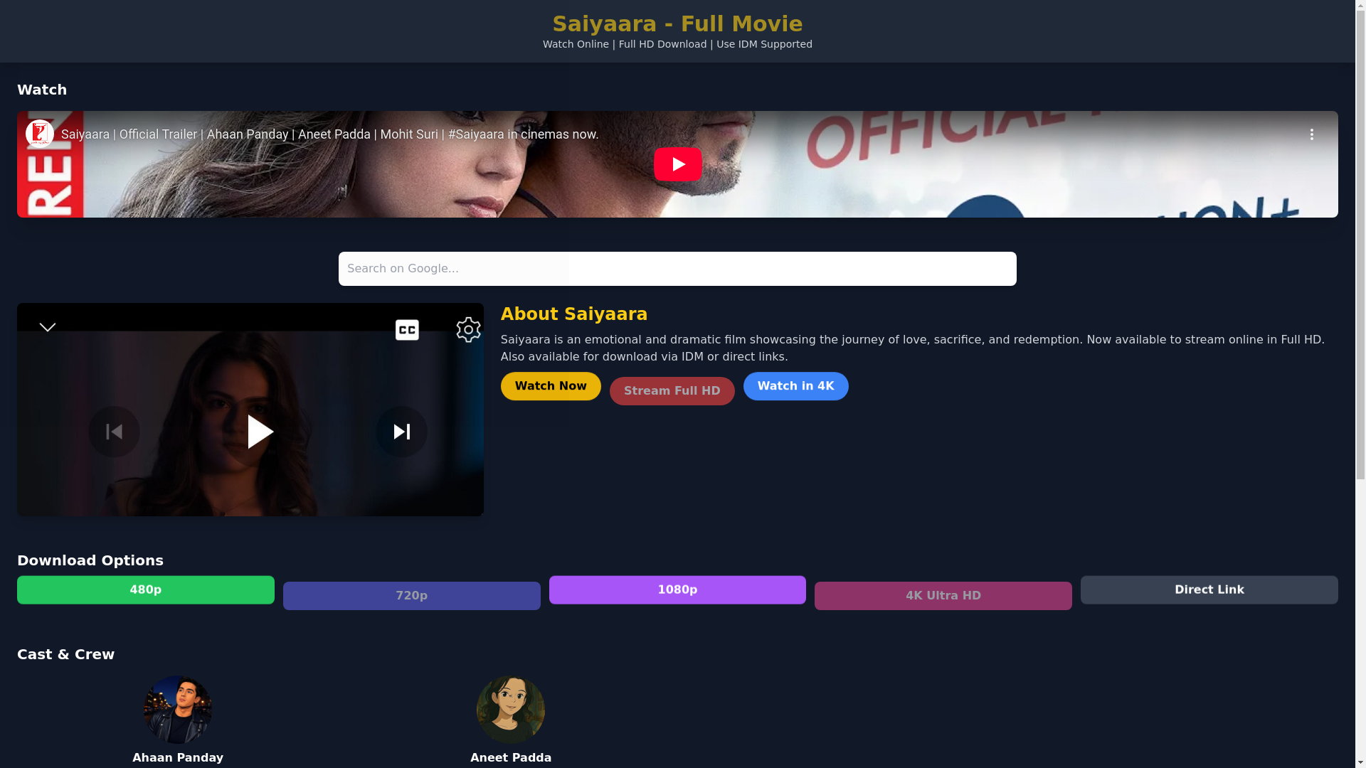 website screenshot of https://saiyaaramovie.pages.dev/