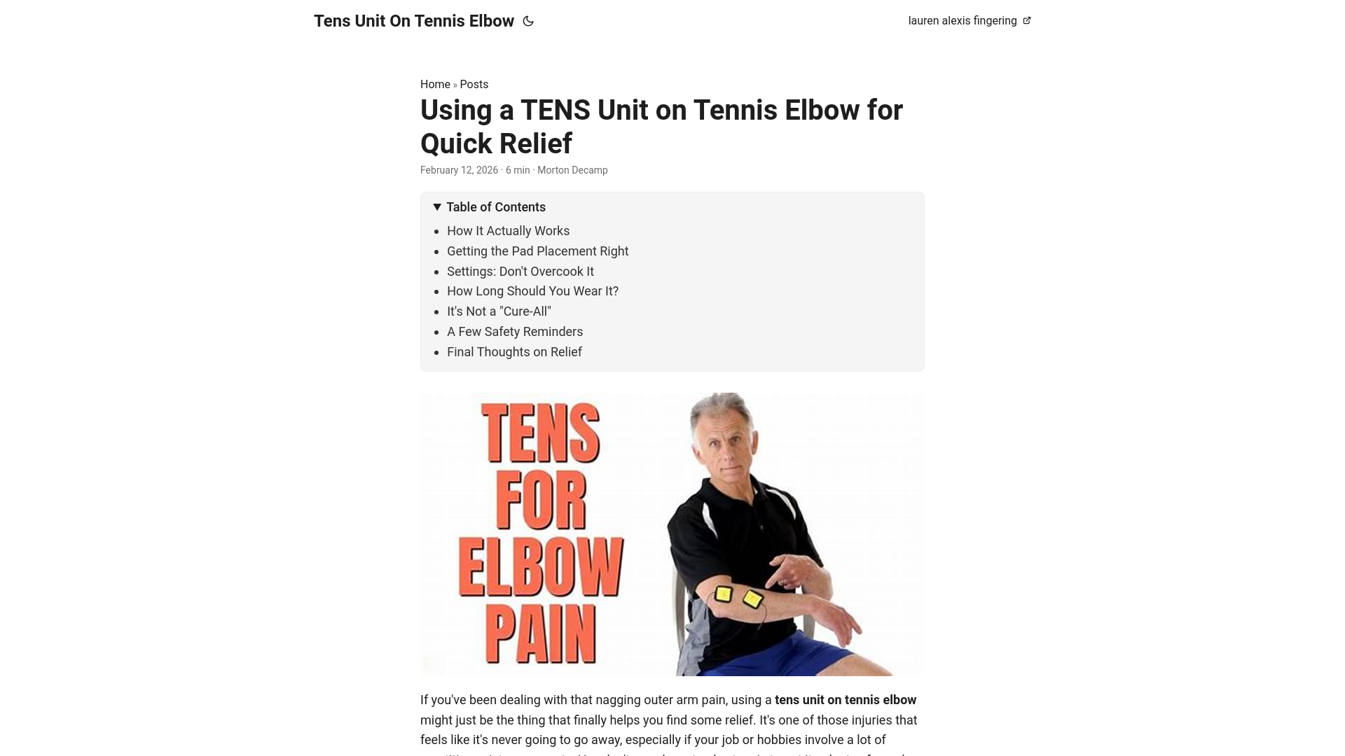 website screenshot of https://tens-unit-on-tennis-elbow.pages.dev/