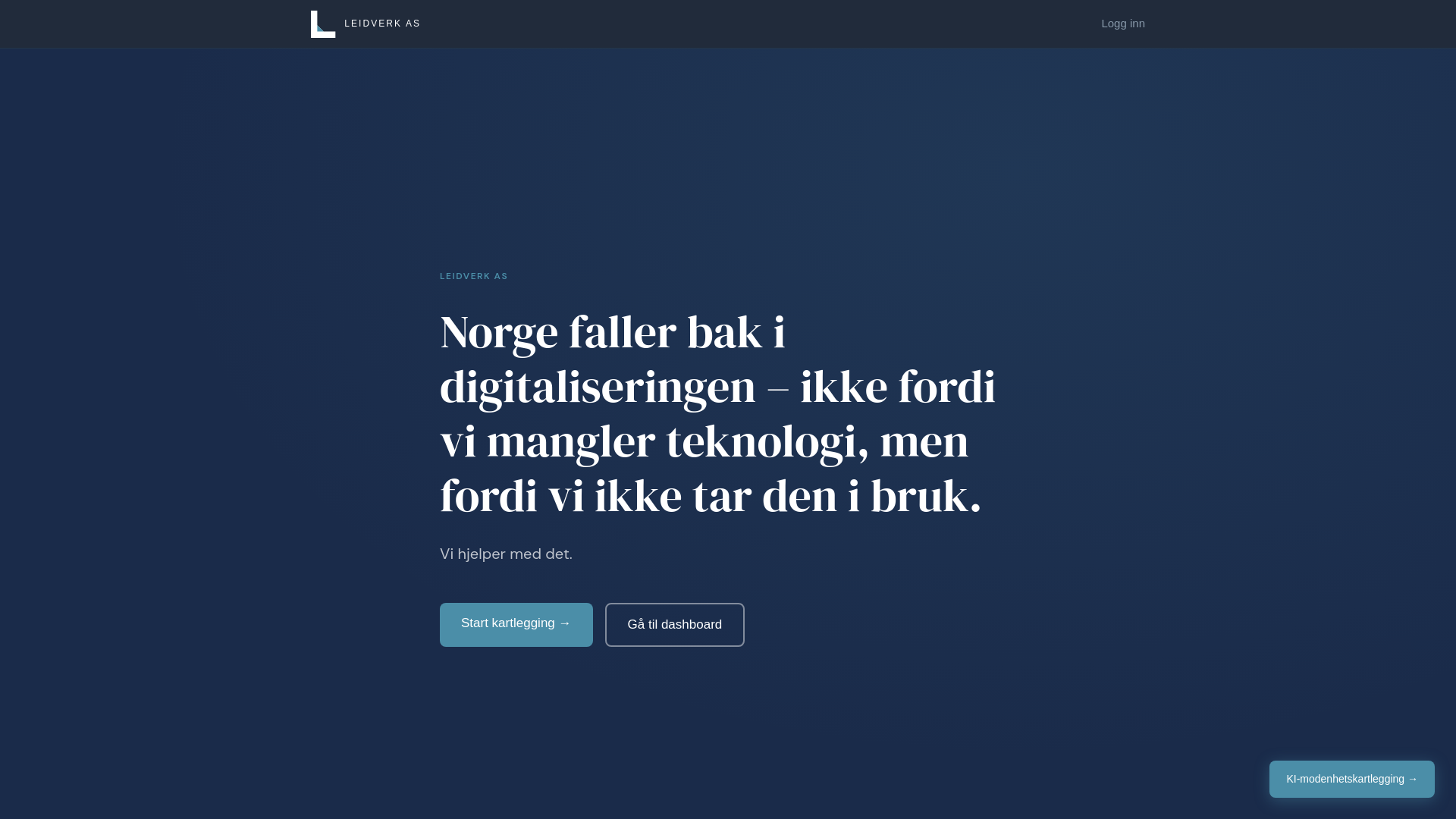 website screenshot of https://leidverk.no/