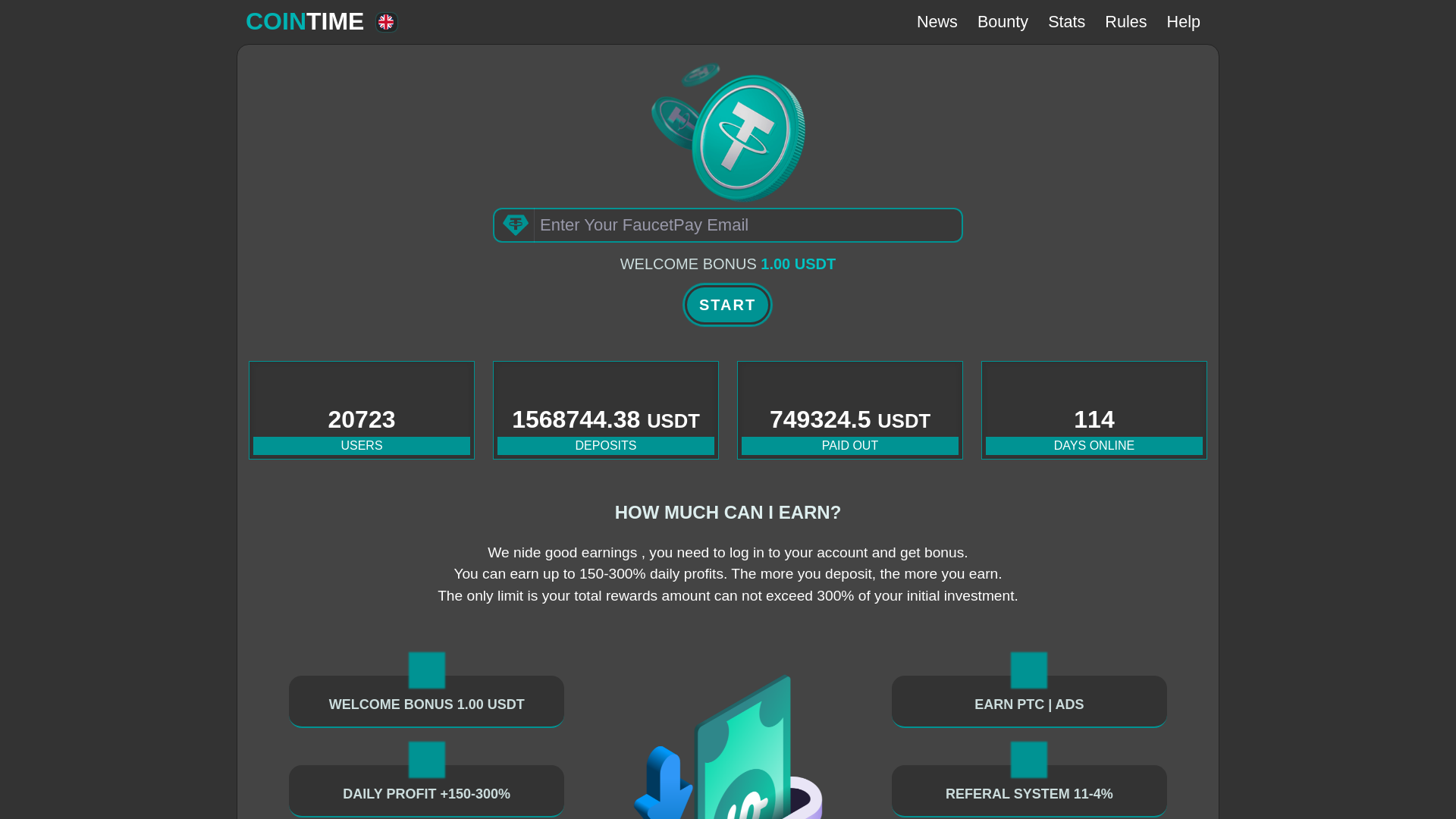 website screenshot of https://coin-time.space/