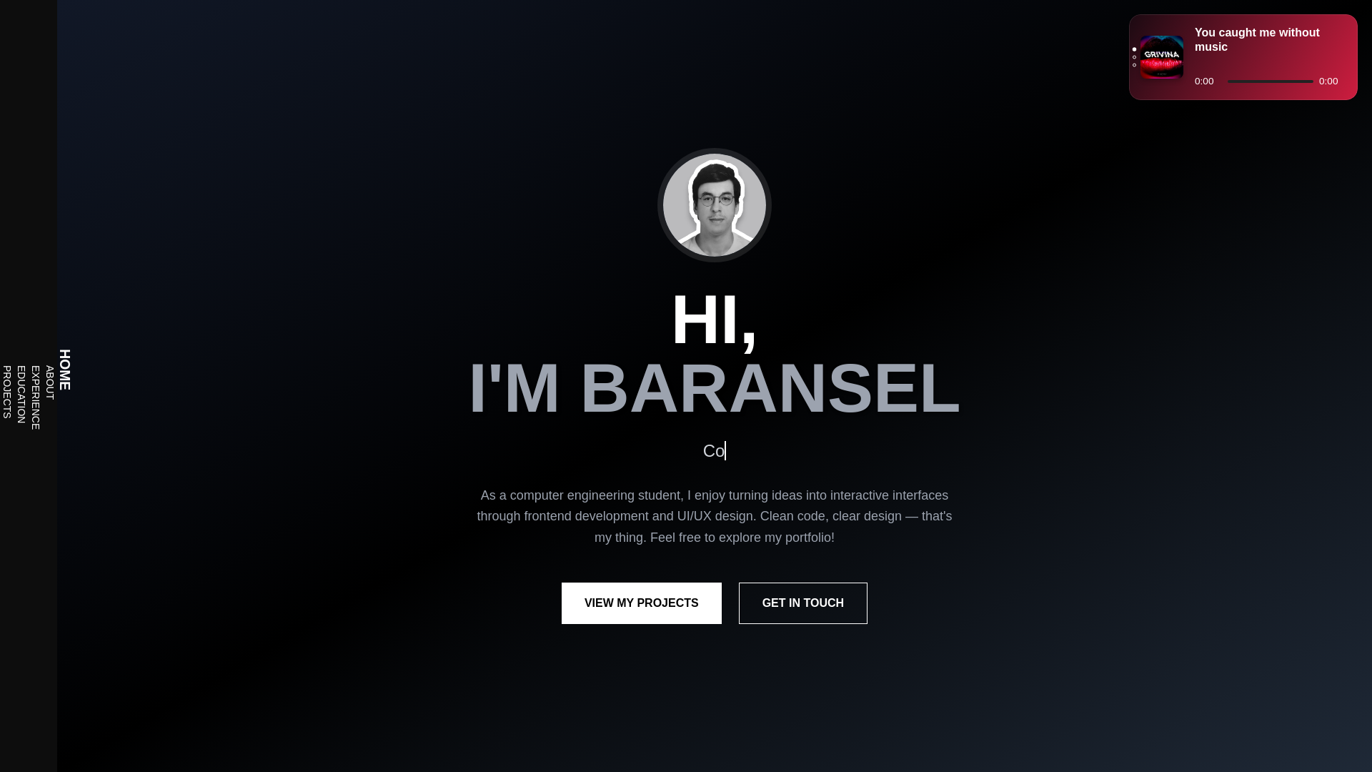website screenshot of https://baransel.site/
