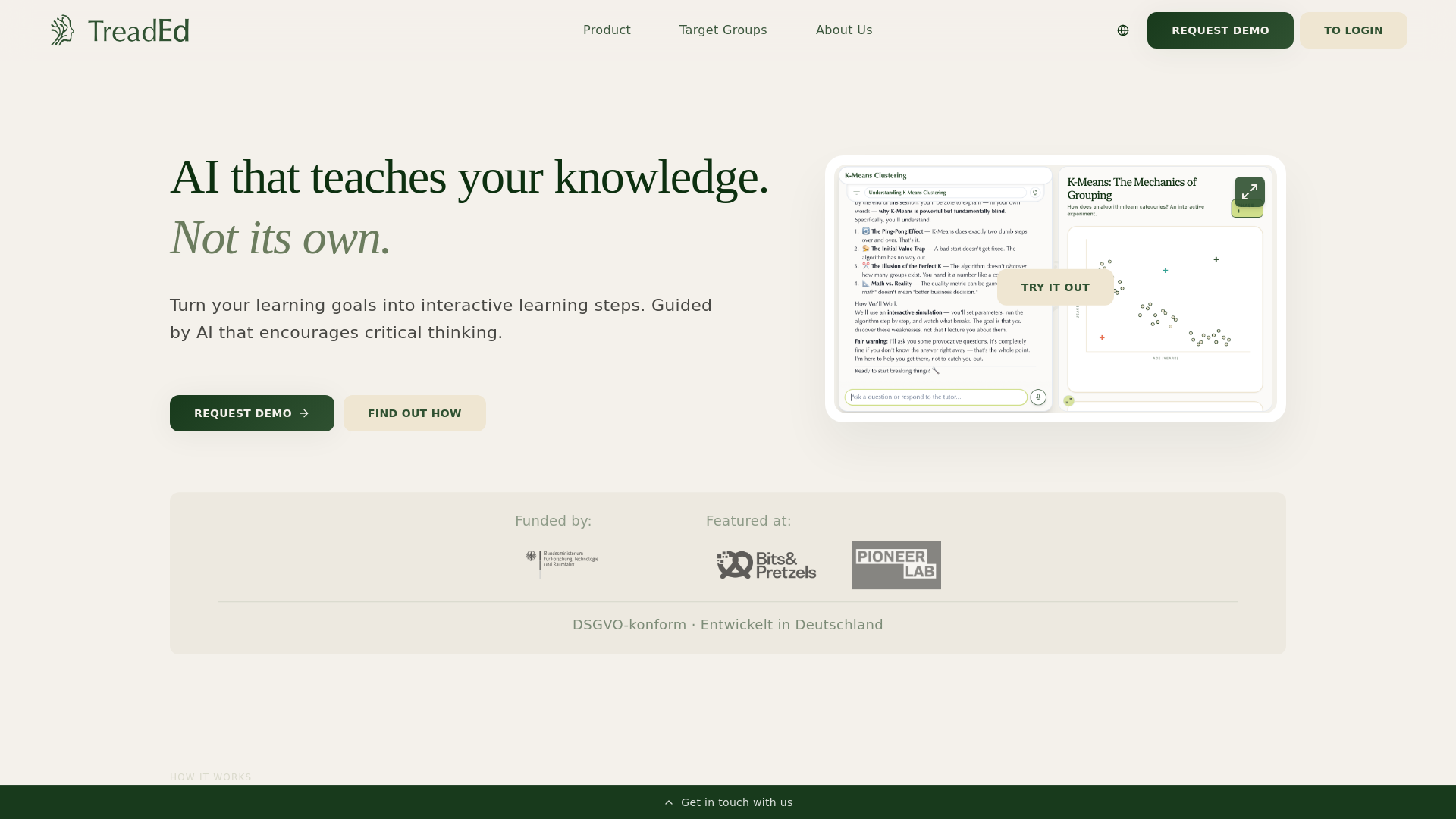 website screenshot of https://www.treaded.de