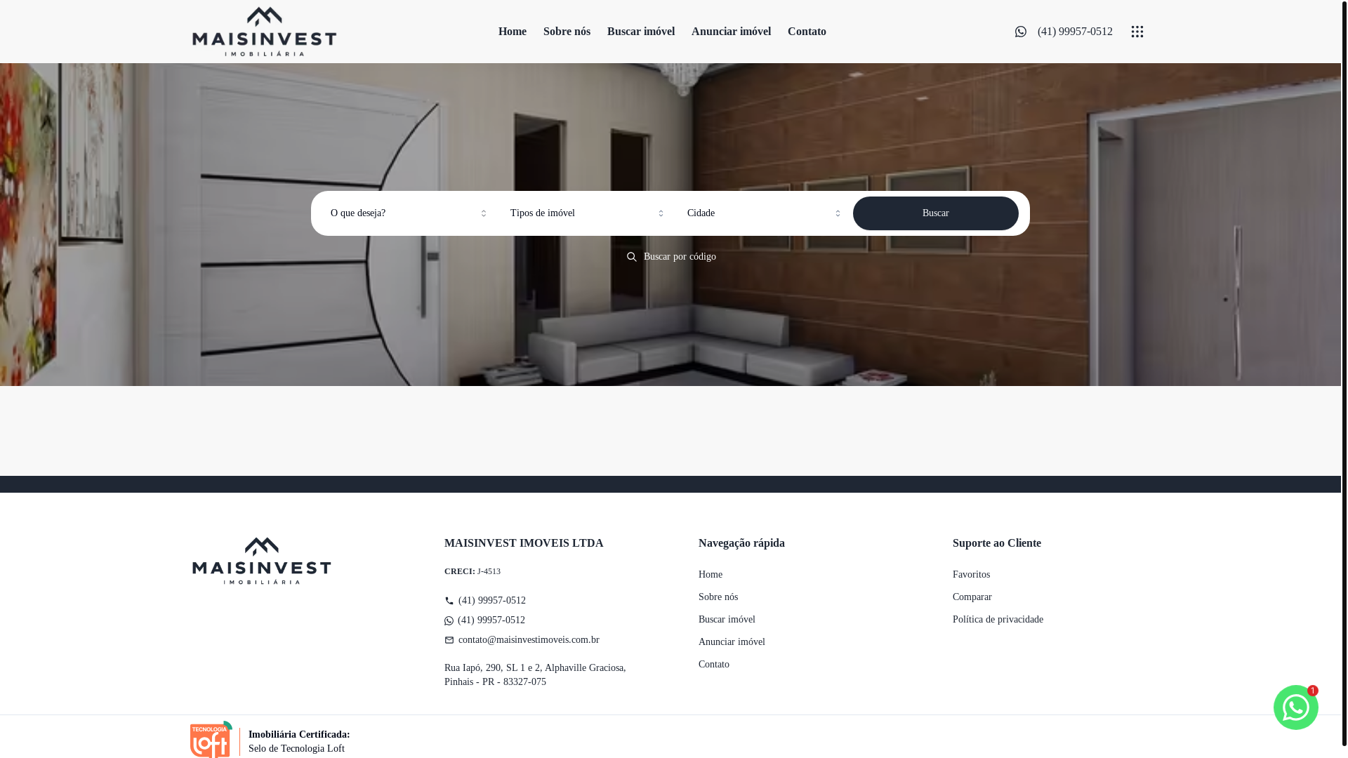website screenshot of https://maisinvestimobiliaria.com.br/