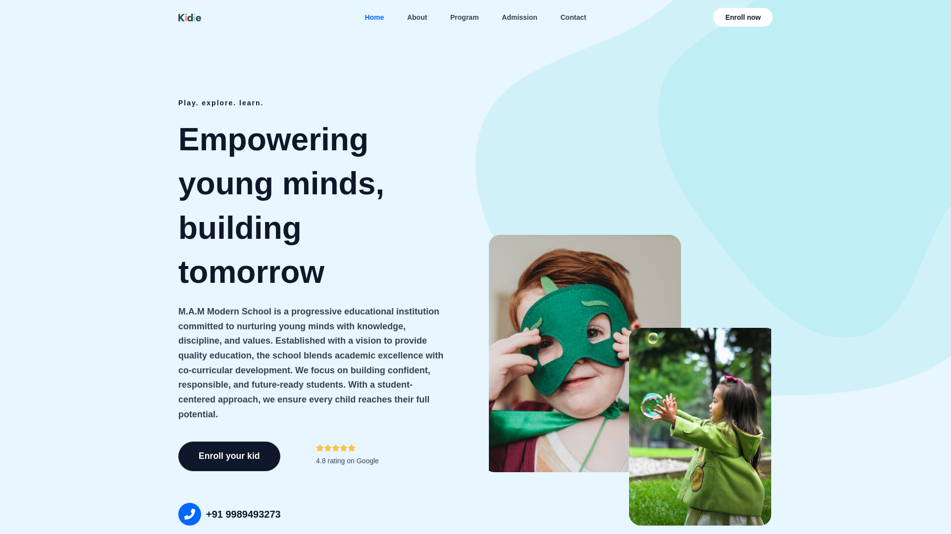 website screenshot of https://mammodernschool.com/