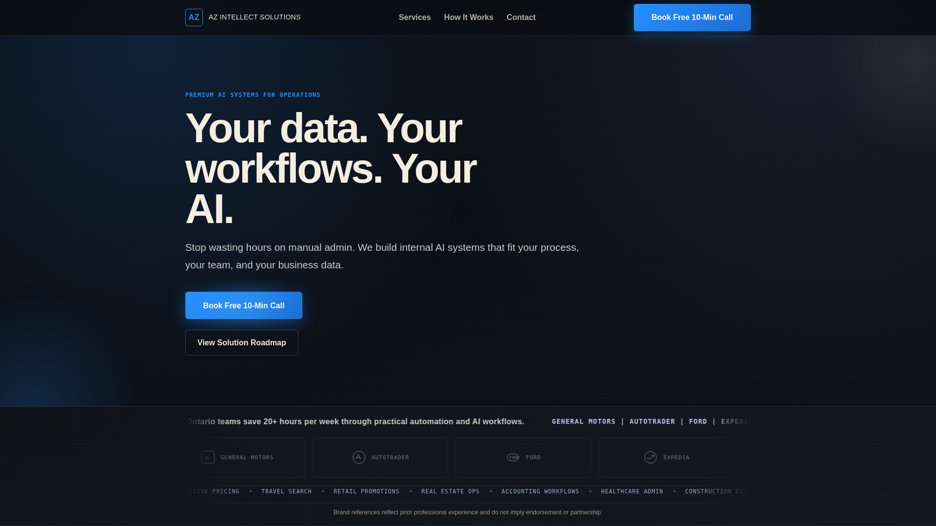 website screenshot of https://azintellectsolutions.com