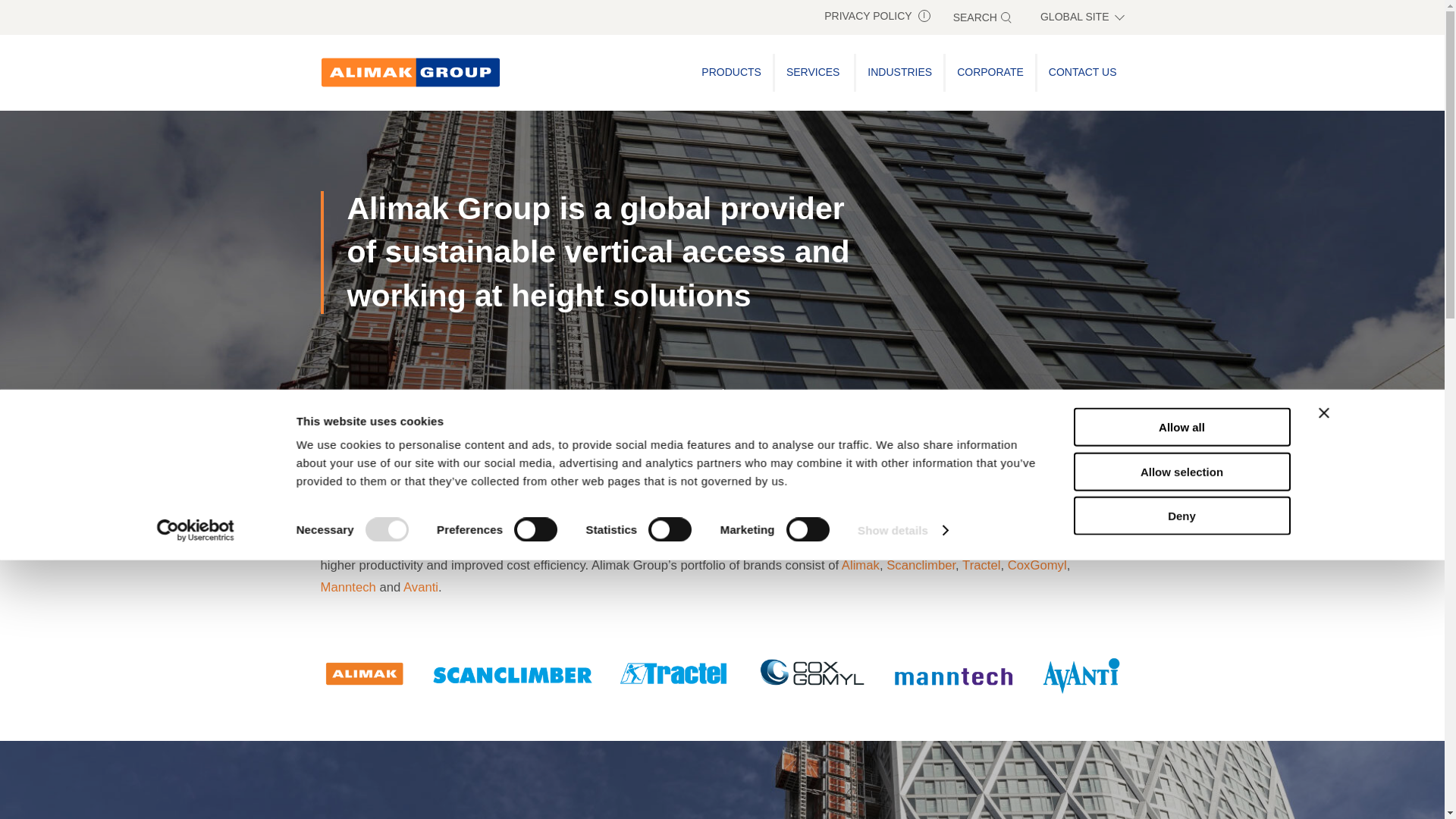 website screenshot of https://alimakgroup.com